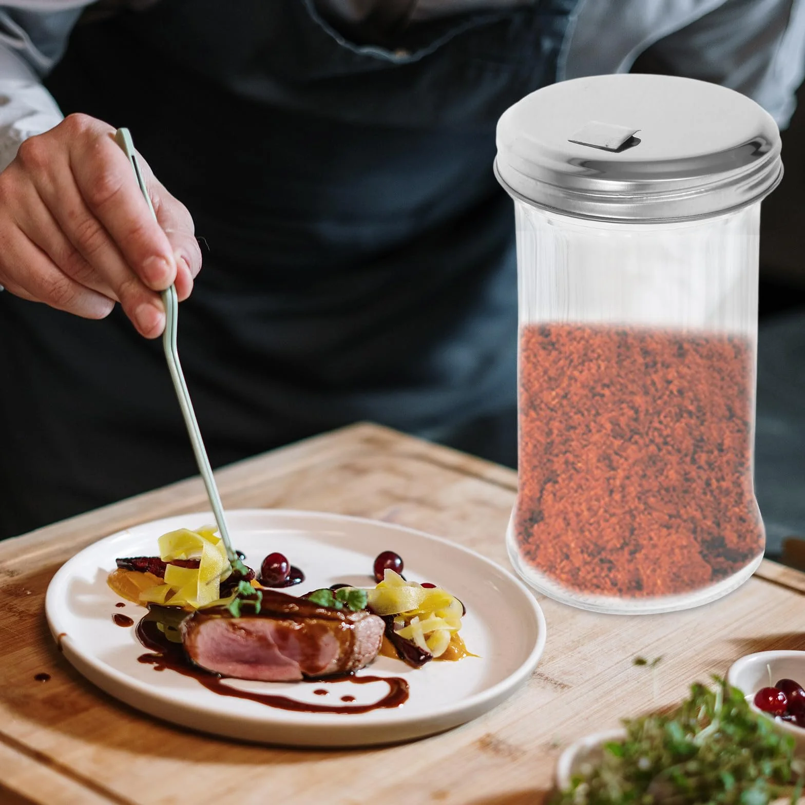 CANIGHT Botes de Especias con Tapa de Acero Inoxidable Set de 4 de Vidrio Transparente de 330ml Ligero y Fácil de Transportar para Cocina