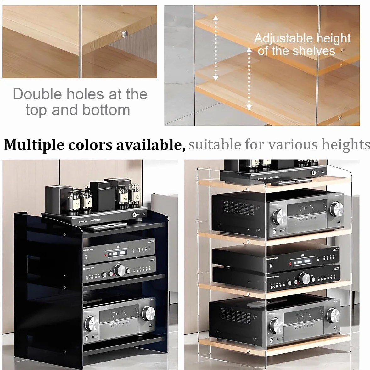 Mueble Equipo HiFi Estéreo Supports, Gabinete AV Moderno, Gabinete De Audio HIFI Multicapa, Para Equipo De Audio Y Vídeo Amplificador Gabinete De Componentes De Vídeo Para Sala De Estar(Yellow,H60.6cm
