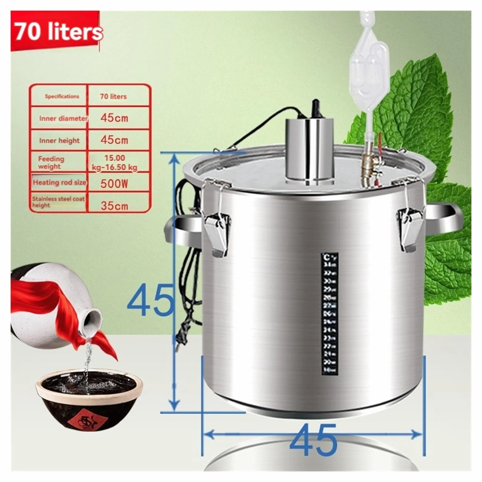 Tanque De Fermentación A Temperatura Constante, Acero Inoxidable, Cubo ElaboracióN De Cerveza AutéNtica(SKU5)