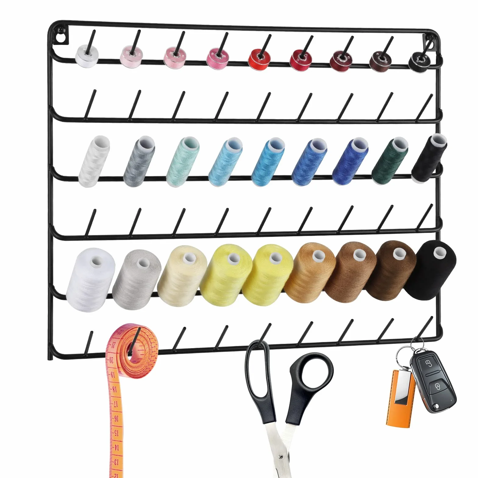 54 Soporte de Bobinas de carreter Set, Estante para Hilo de Coser, Organizador de Bobinas de Hilo, 6 Capas, Herramientas de Costura Artesanal para Acolchar, Bordar, Joyería (4, Negro)