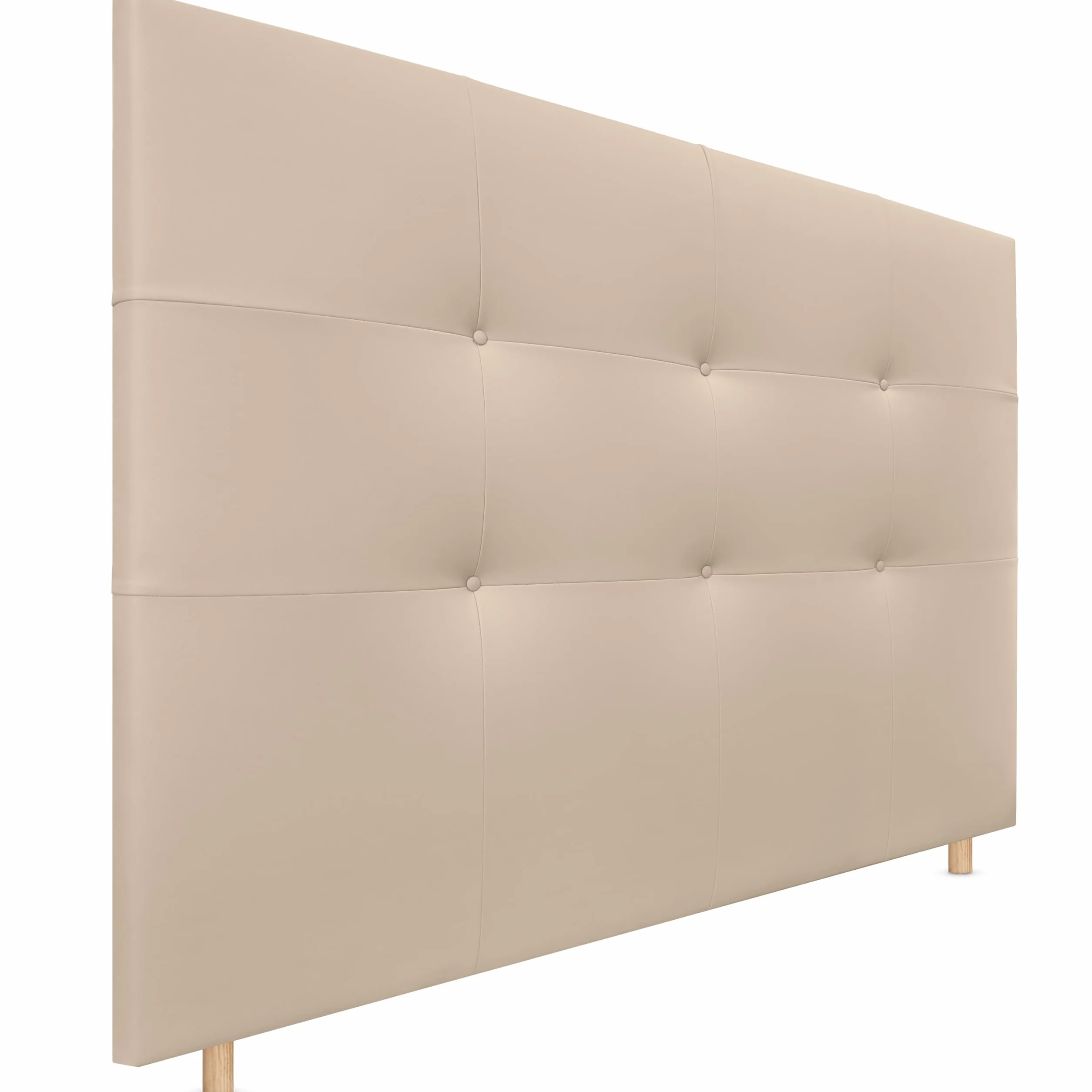 DHOME Cabecero, Cabezales de Cama Capitoné hasta el Suelo. Cabezal tapizado ACUALINE Tela y Polipiel. Cabeceros de Cama Matrimonio e Individual (Polipiel Beige, 145cm (Camas 120/135/140))