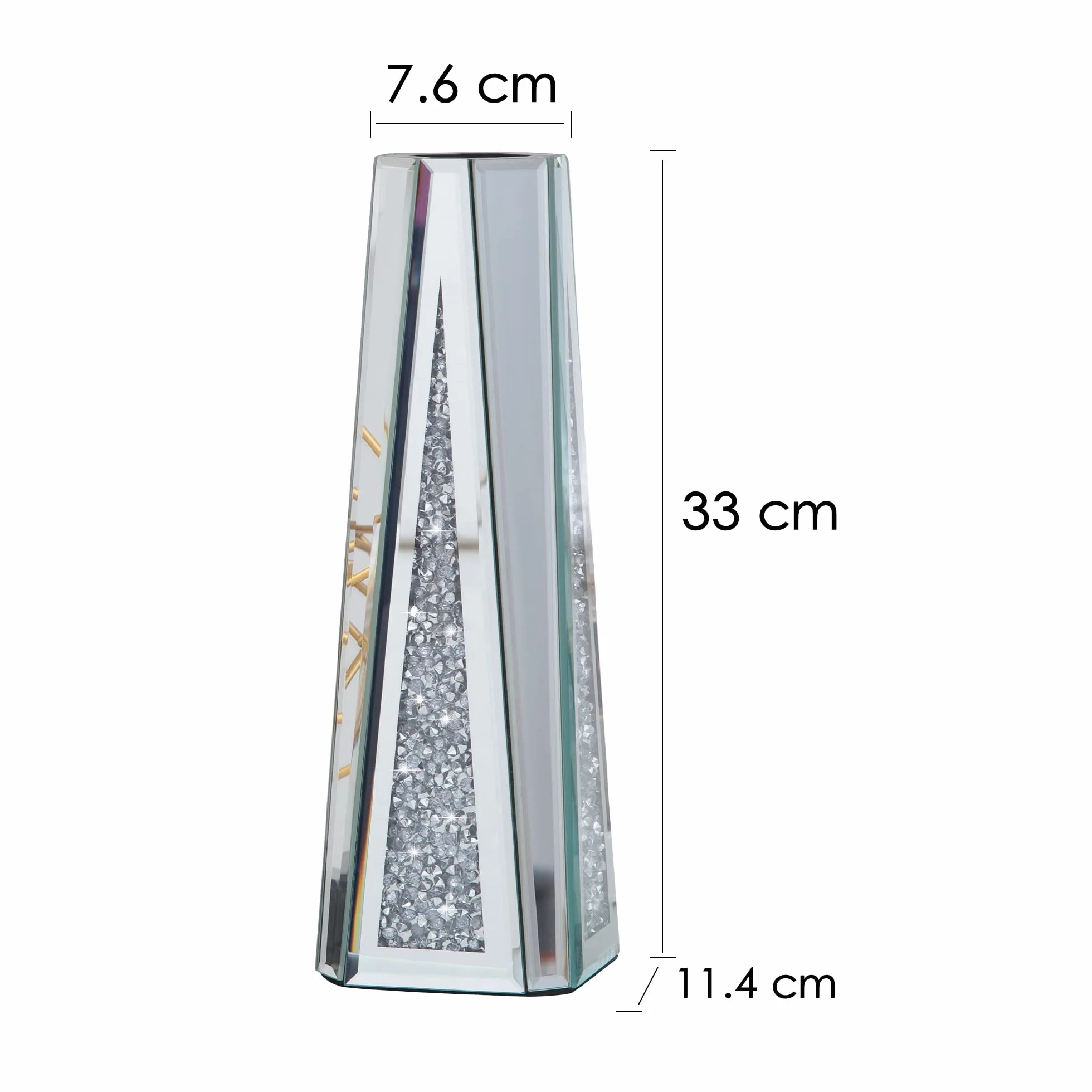 SHYFOY Jarrón grande para flores secas, 33 cm, decorativo de plata y cristal con cristales para el hogar, salón, mesa de comedor, boda