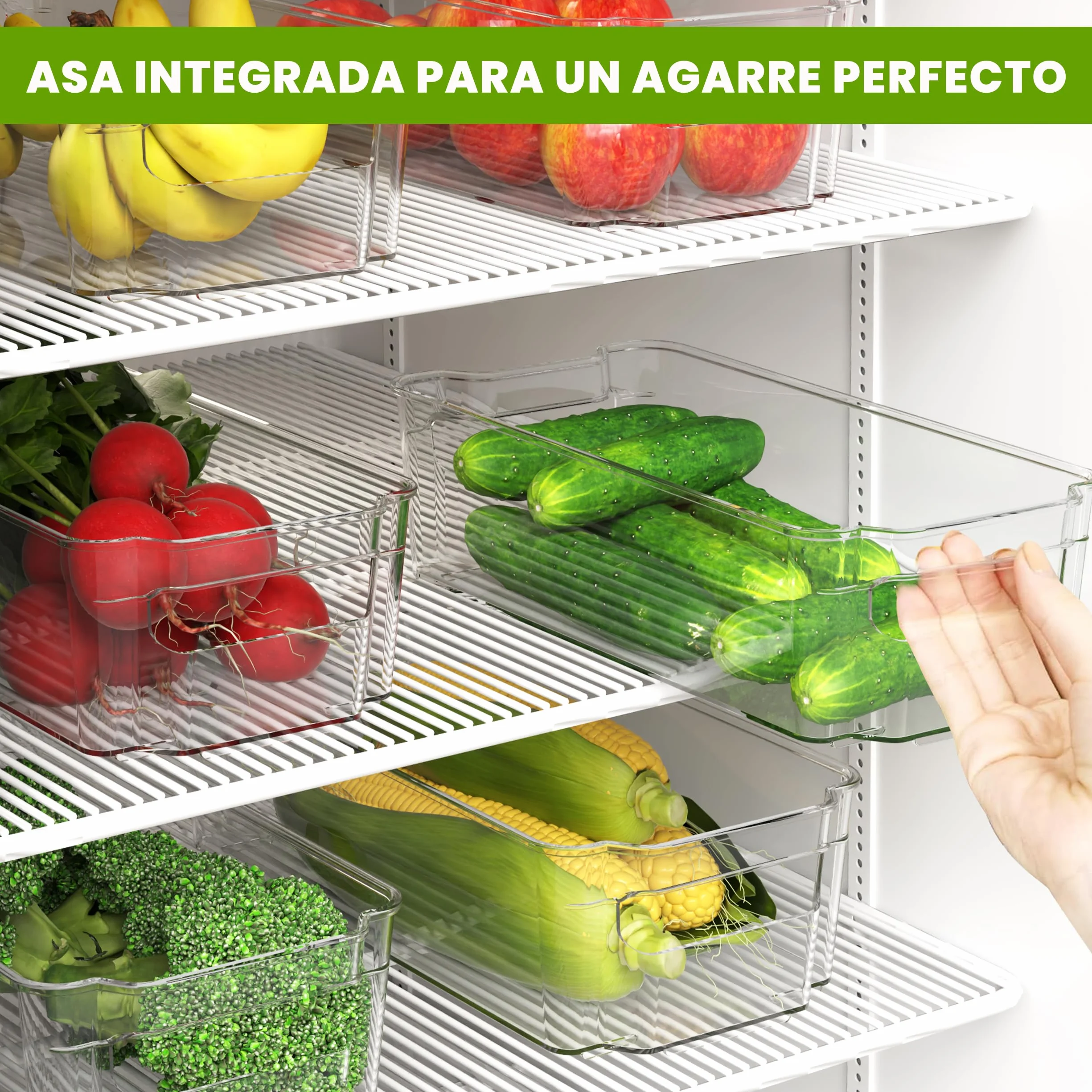 KICHLY Organizadores para la despensa - Juego de 8 - Compartimentos de almacenamiento sin BPA (Transparente)
