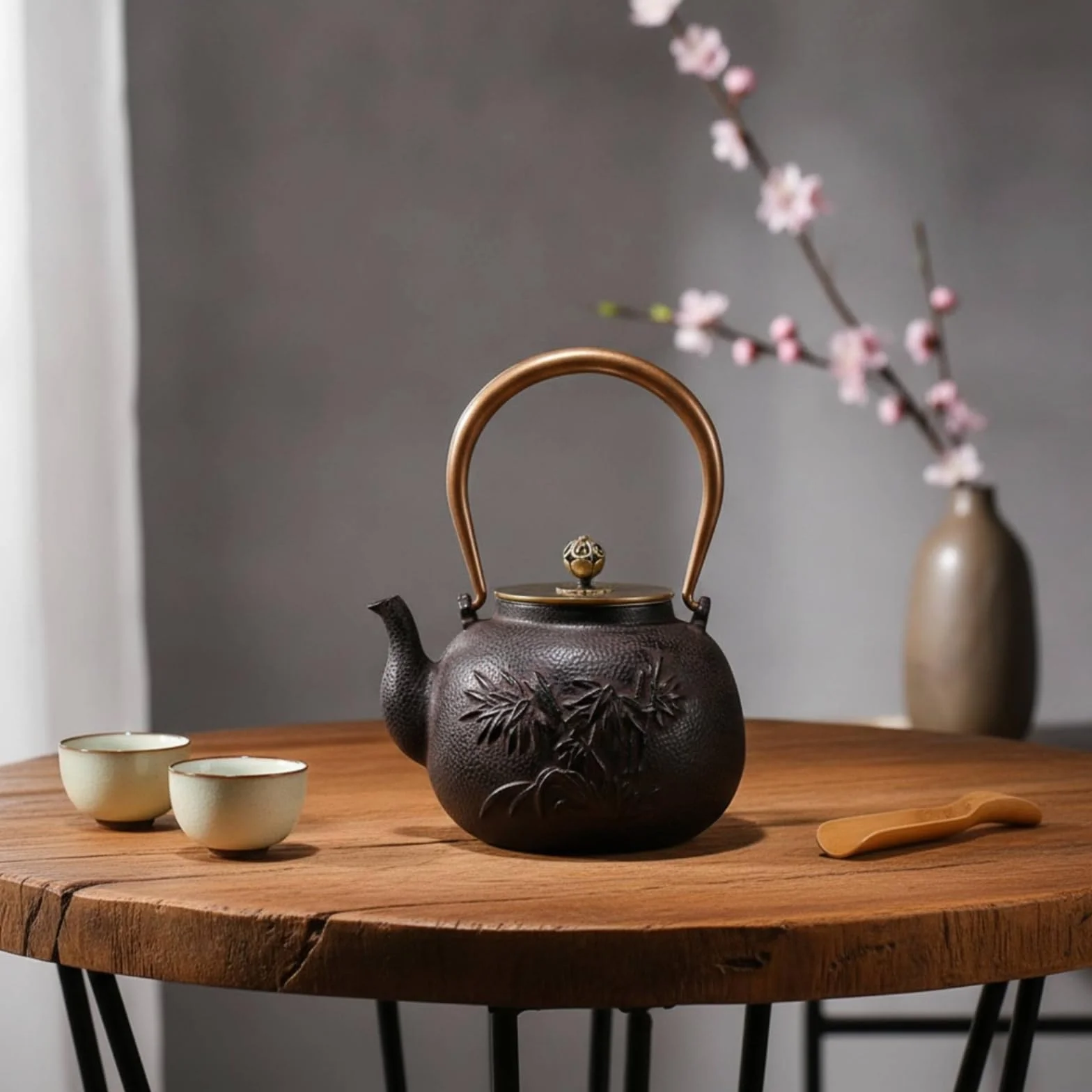 Tetera Hierro Fundido con Cesta para Infusiones Tetera con Cesta para Infusiones Tradicional Cocina, Black, Liannianyuyou
