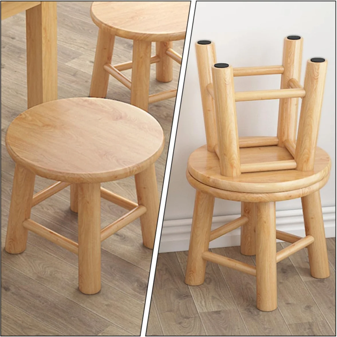 DOITOOL Taburete de Madera Maciza para Cambiar Zapatos Estructura Estable y Buena Capacidad de Carga, Diseño Pequeño Adecuado Hogar y Picnic