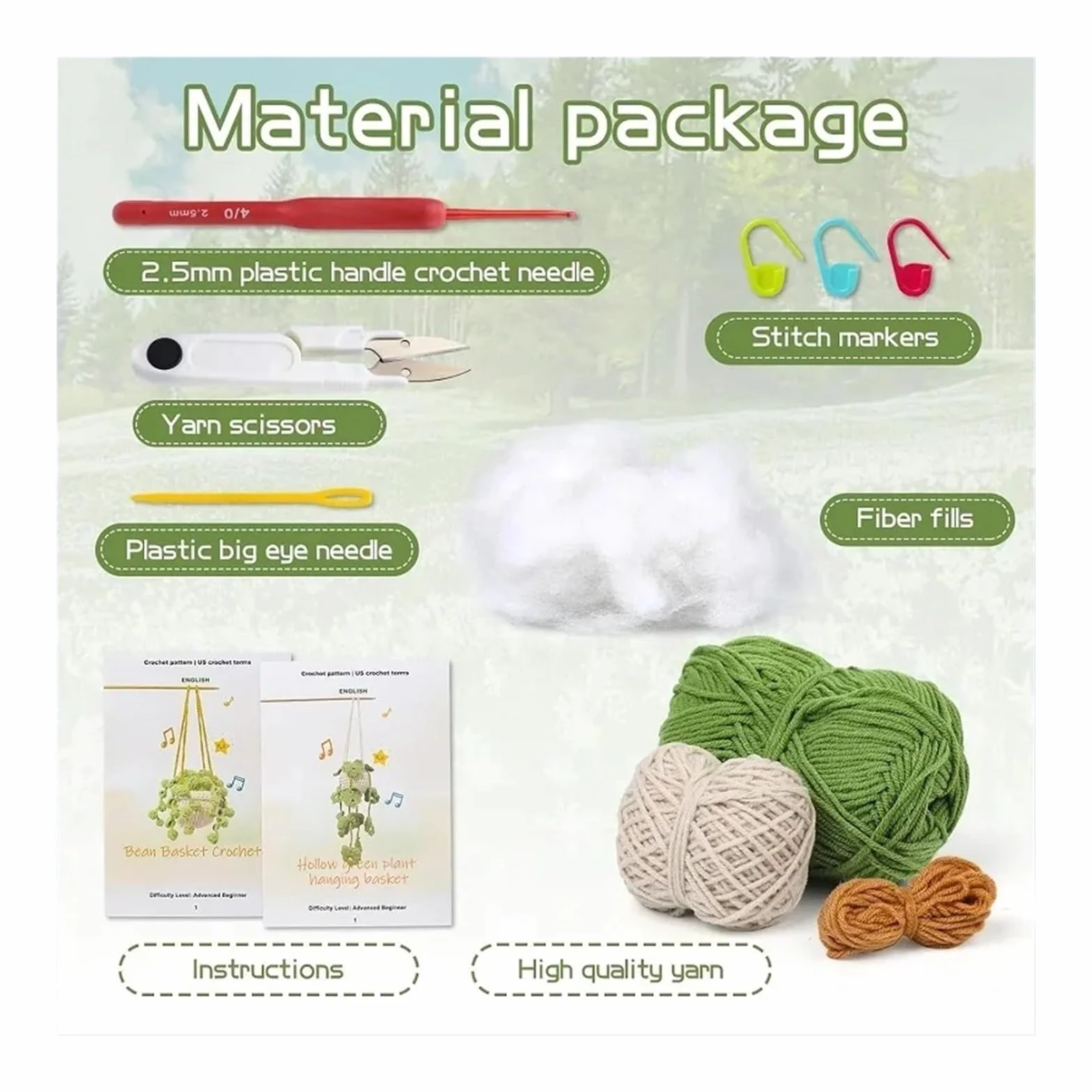 Kit Ganchillo Kit de planta colgante de crochet for principiantes con instrucciones, hilo de algodón, agujas, ganchos y juego de herramientas for tejer.(Type1)