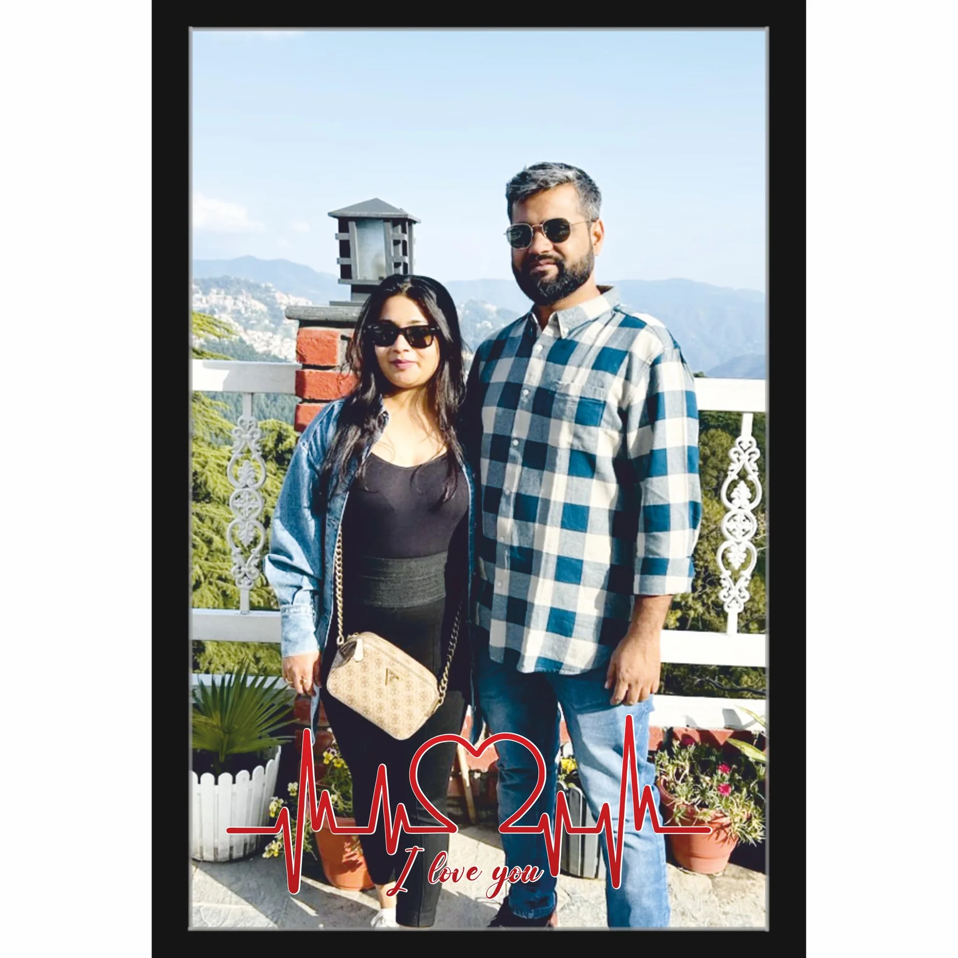 Mad Masters Marcos de fotos personalizados con carga de fotos, regalo personalizado para marido, esposa, él, ella, novio, novia y pareja (I Love You)