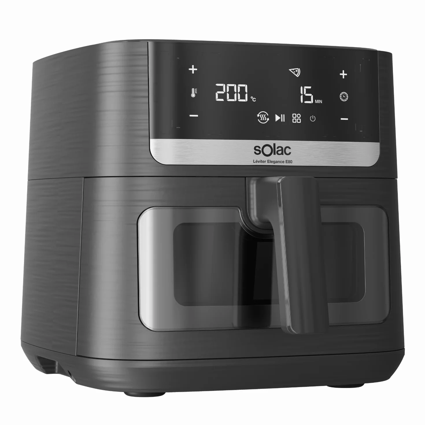 Solac - Air Fryer Leviter Elegance E80 | 1800W 8L | Pantalla Táctil | 8 Programas Automáticos | Temperatura Ajustable y Temporizador | Cocina Rápida | Apta para Lavavajillas | Negro