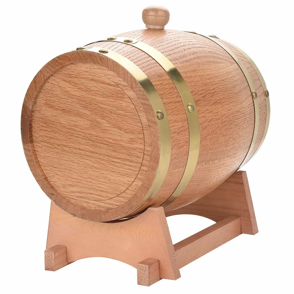 Barril de Vino de Madera de Roble de 3 Litros, Dispensador de Tequila Whisky Bourbon para Whisky Tequila Bourbon, Almacenamiento de Whisky de Roble Envejecido Pieza Central de