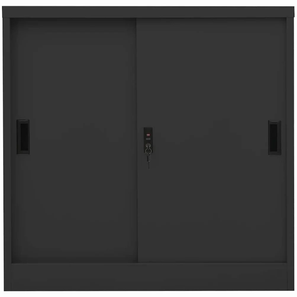 Brokky Taquillas Metalico Armario Archivador Metálico de Oficina con Puerta corredera Estantes Ajustables Armario de Oficina con Llaves-Antracita-Tipo 1
