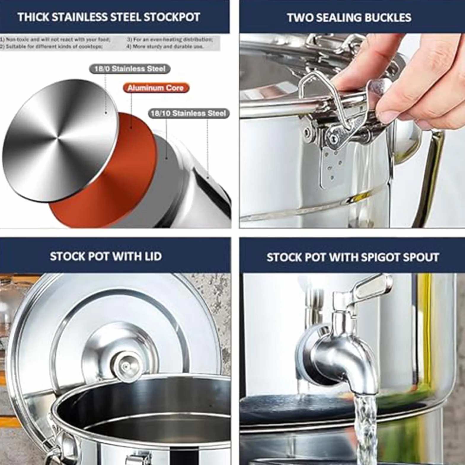THEGA Hervidor De Cerveza Casero De Acero Inoxidable Resistente con Grifo, Olla De Calidad Comercial Y Lata para Leche Espesa con Grifo, Elaborar Cerveza(10L/9.4QT)