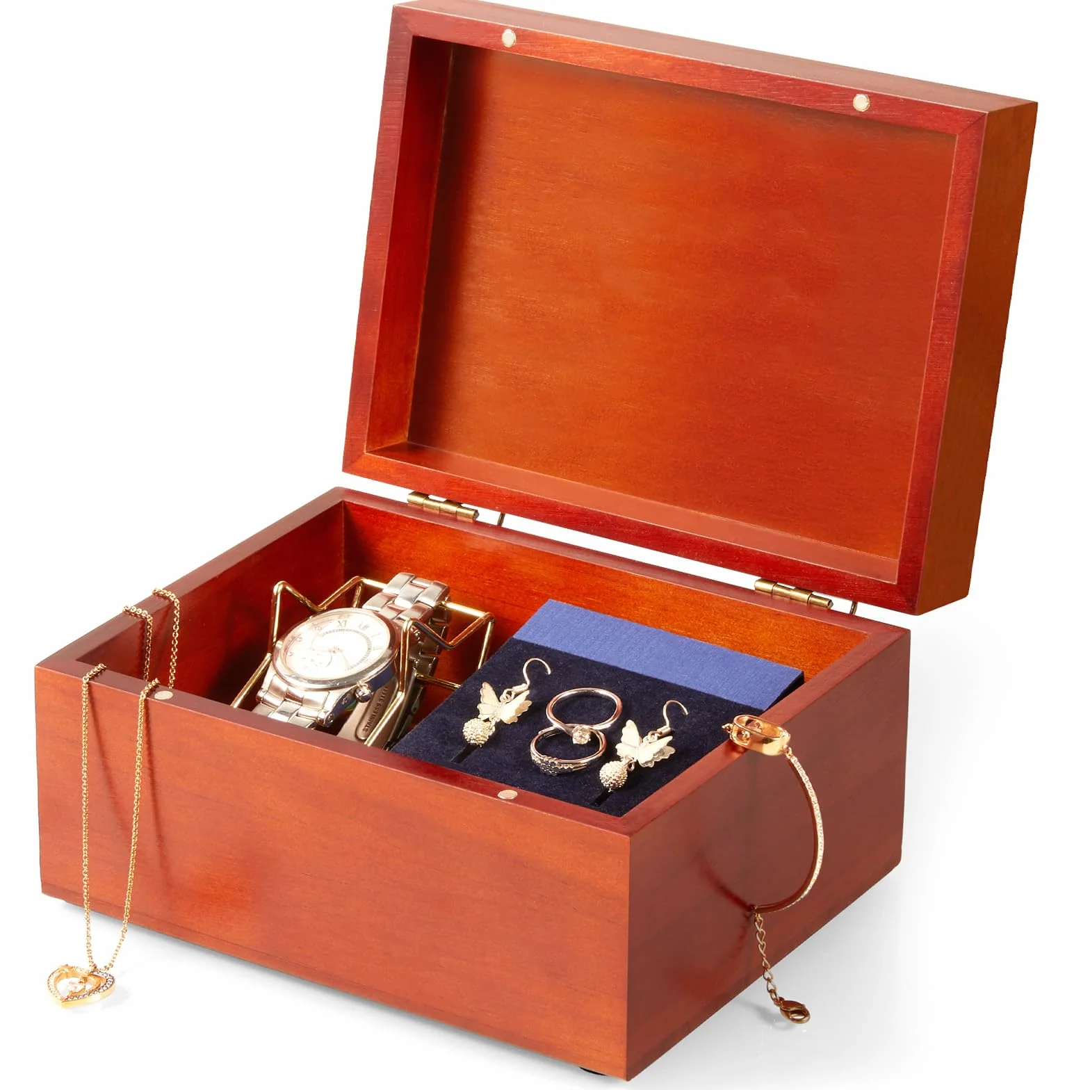 DRASTAR Caja de recuerdos de madera con tapas, caja de recuerdos de madera, caja de recuerdos, pequeña caja de madera decorativa, color marrón