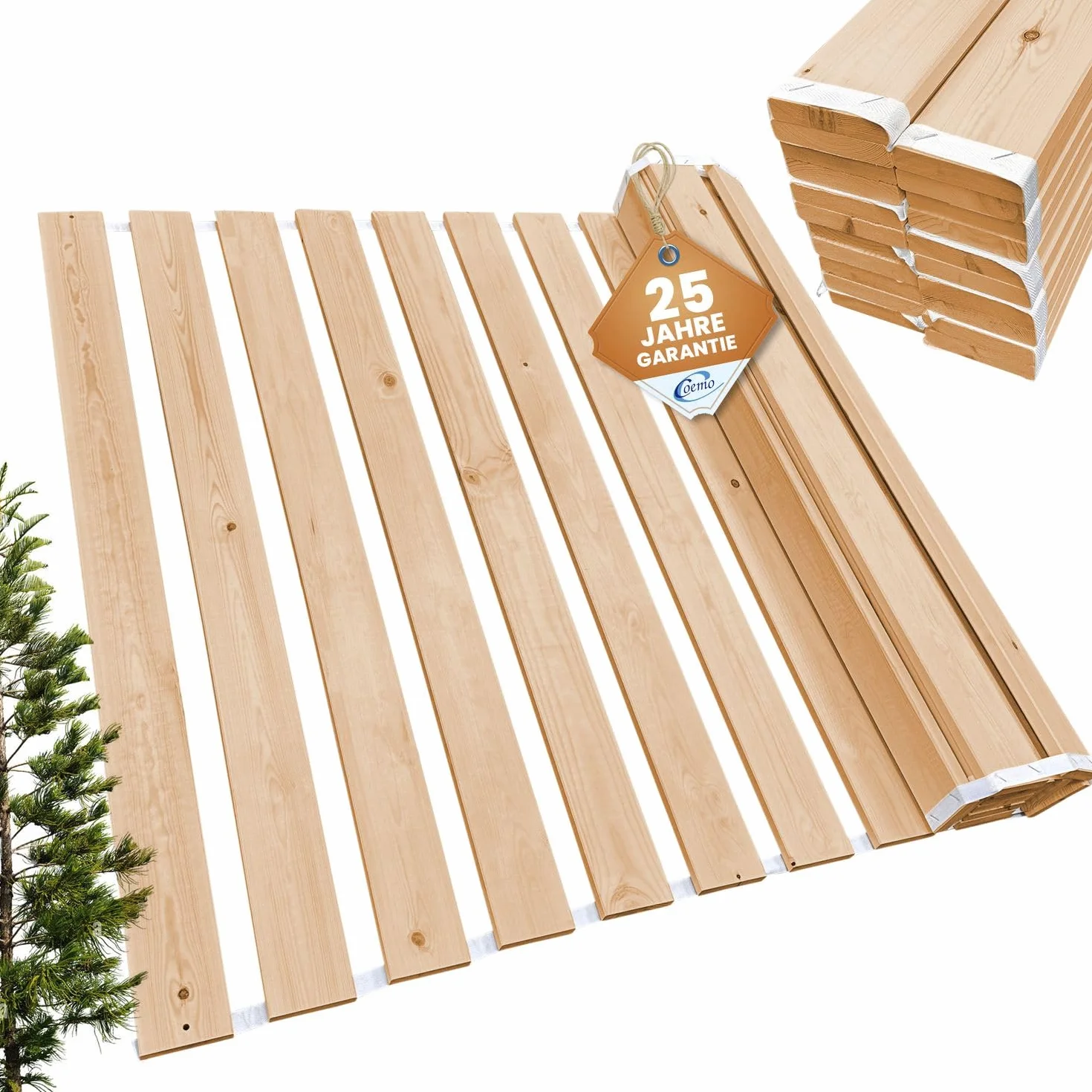 Somier enrollable de 140 x 200 cm – 21 listones – somier extra fuerte de madera maciza – soporta hasta 250 kg – Somier para cama individual o doble