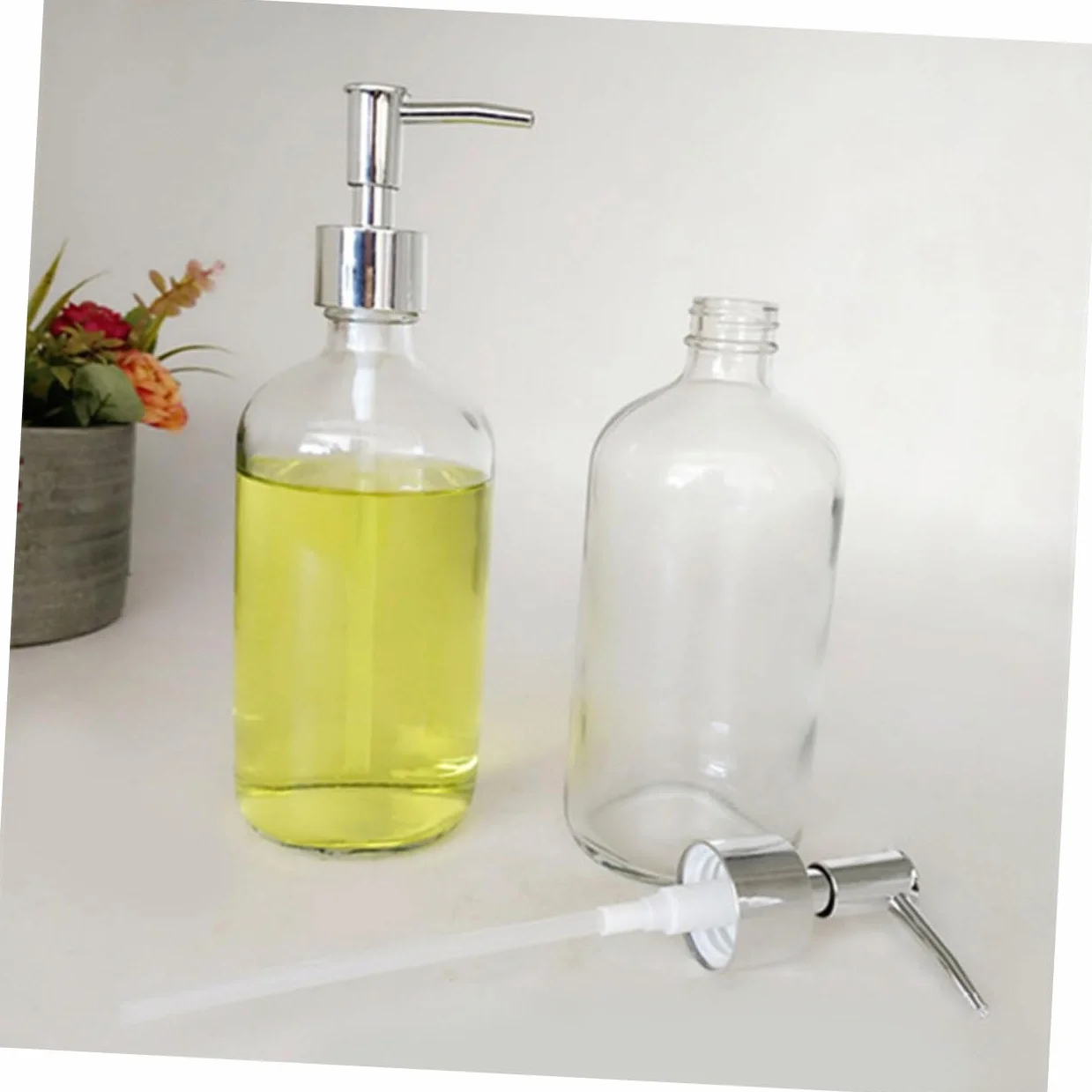 Cabilock 4 Piezas Contenedor De Loción Botella De Loción Portalápices para El Aula Contenedor De Artículos De Tocador Dispensador De Jabon Champú Botella De Vidrio
