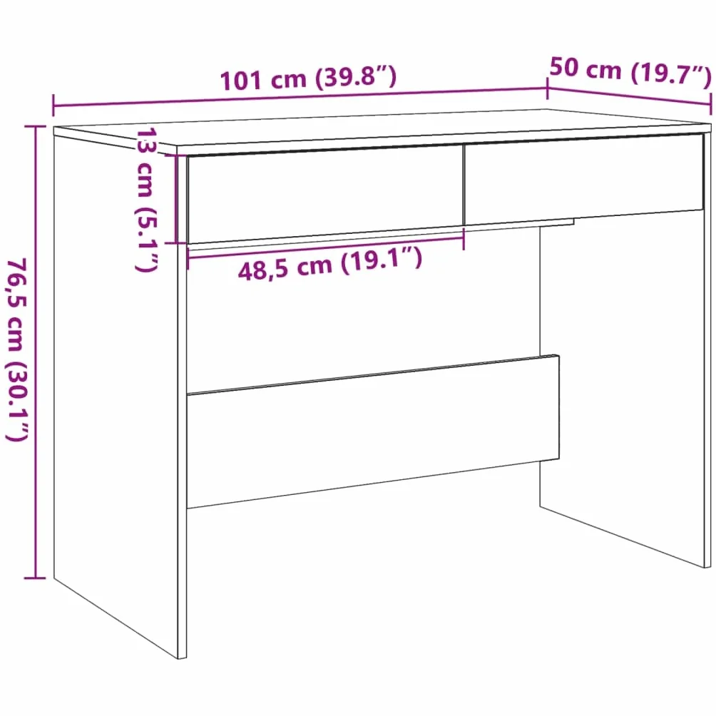 vidaXL Escritorio Madera ingeniería Madera Envejecida 101x50x76,5 cm