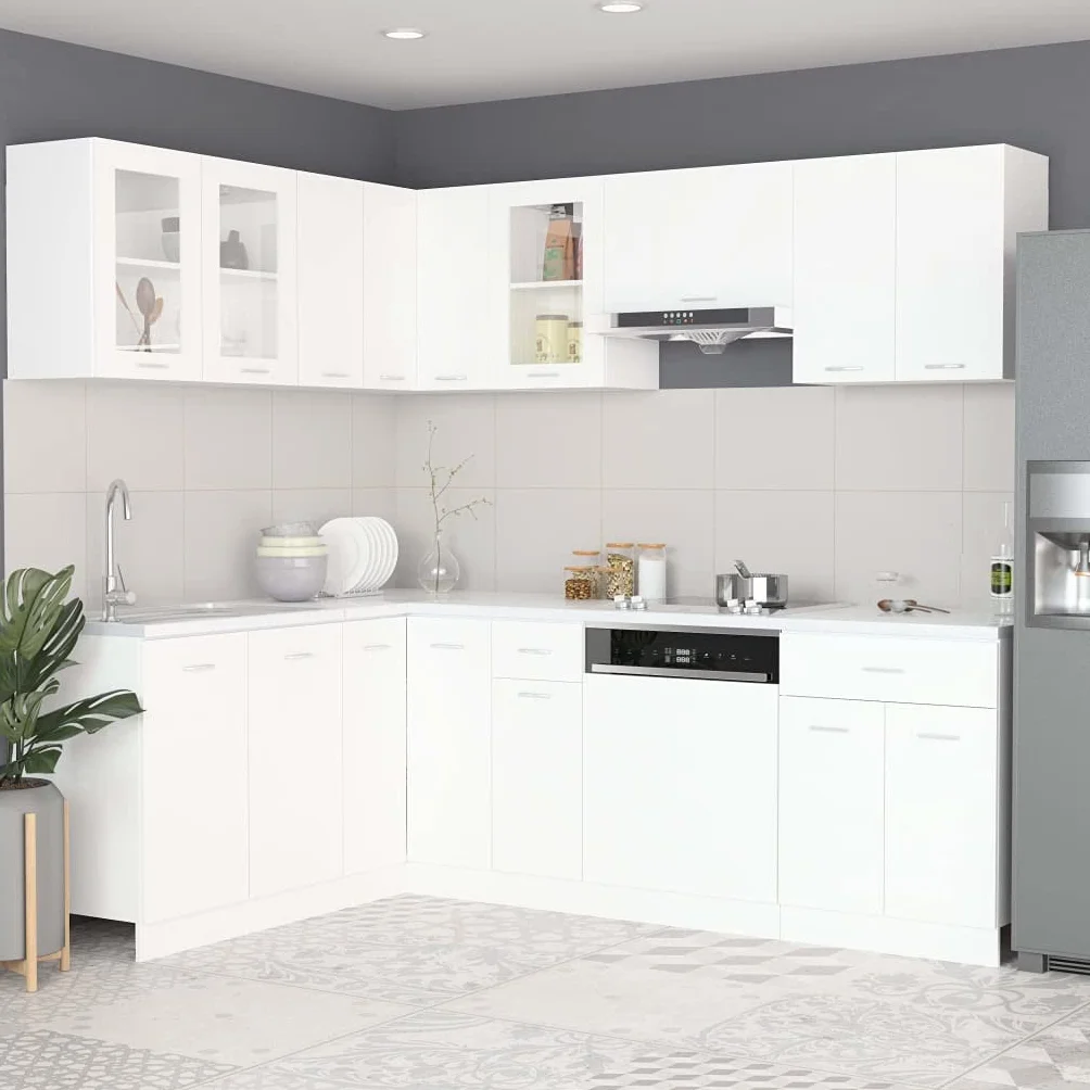 vidaXL Conjunto de armarios de Cocina Lyon de 11 Piezas de Madera de ingeniería Blanca