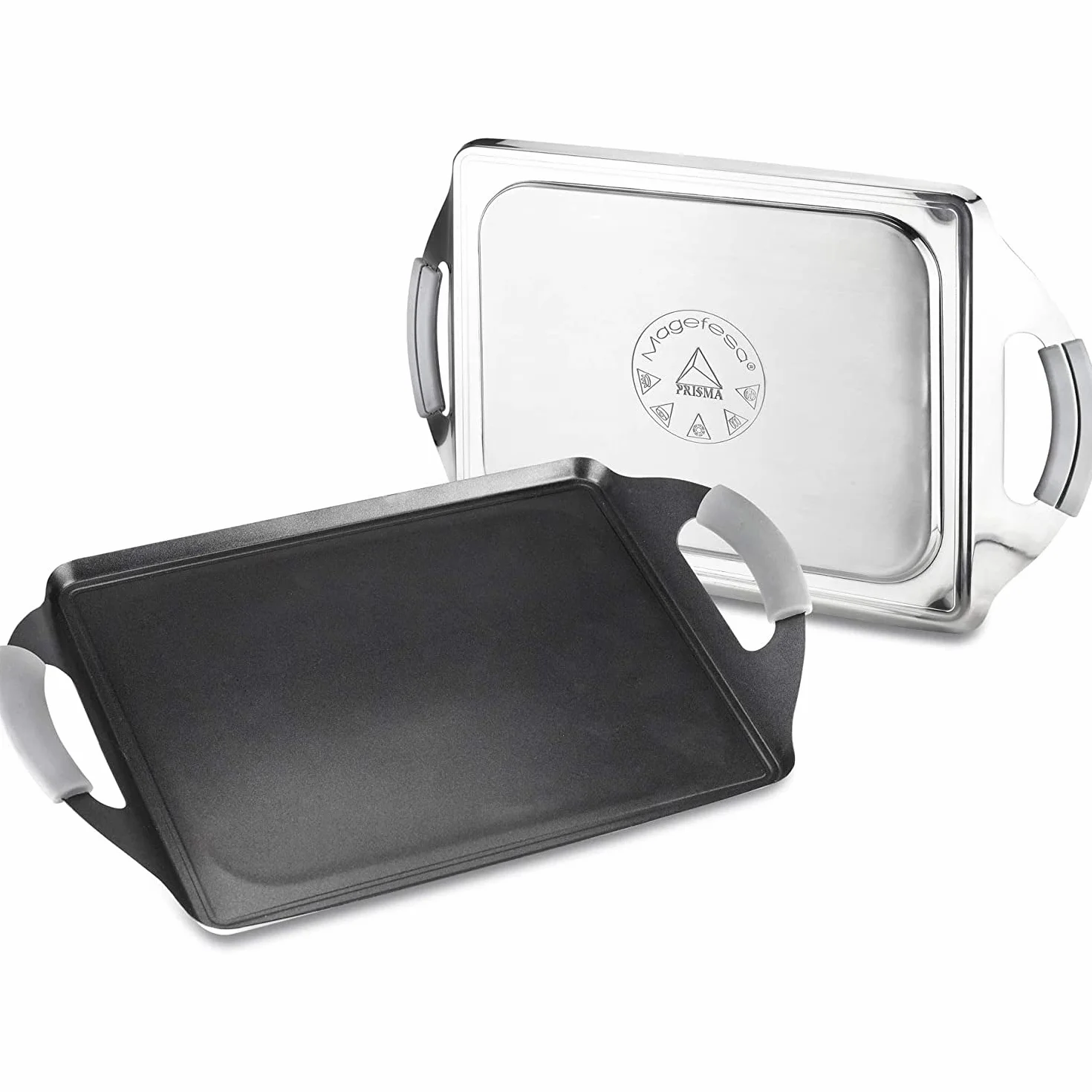 MAGEFESA Prisma - Plancha Teppanyaki 41x27cm Negra, Acero Inoxidable 18/10, Libre de PFOA/PFTE, Fácil Limpieza, Para Todo Tipo de Cocinas, Inducción