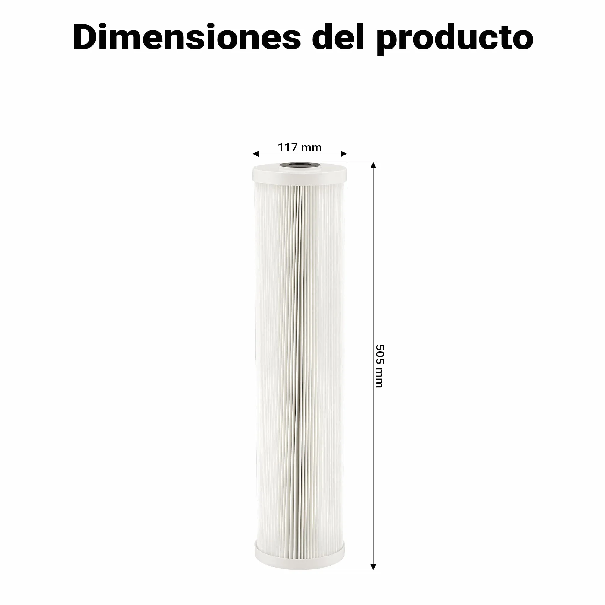 Naturewater Cartucho filtrante plisado de 20" para filtros purificadores de agua, filtración de agua potable en casa