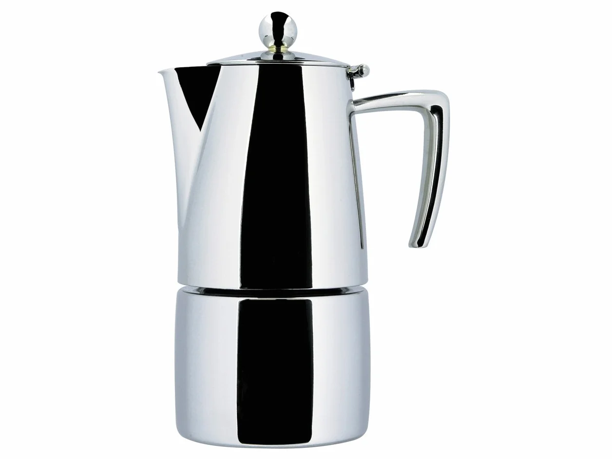 ILSA Cafetera Espresso Slancio, Inducción, brillante, Acero Inoxidable 18/10, 4 Tazas