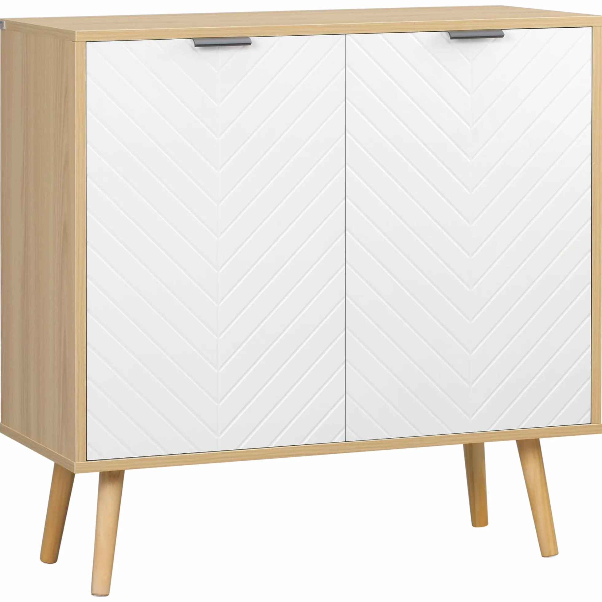 HOMCOM Moderno Armario Multiusos en Aglomerado y Madera de Pino con Estante Interno Ajustable en 3 Niveles, Mueble para Entrada Salón Cocina y Baño, 77x35x77,5 cm