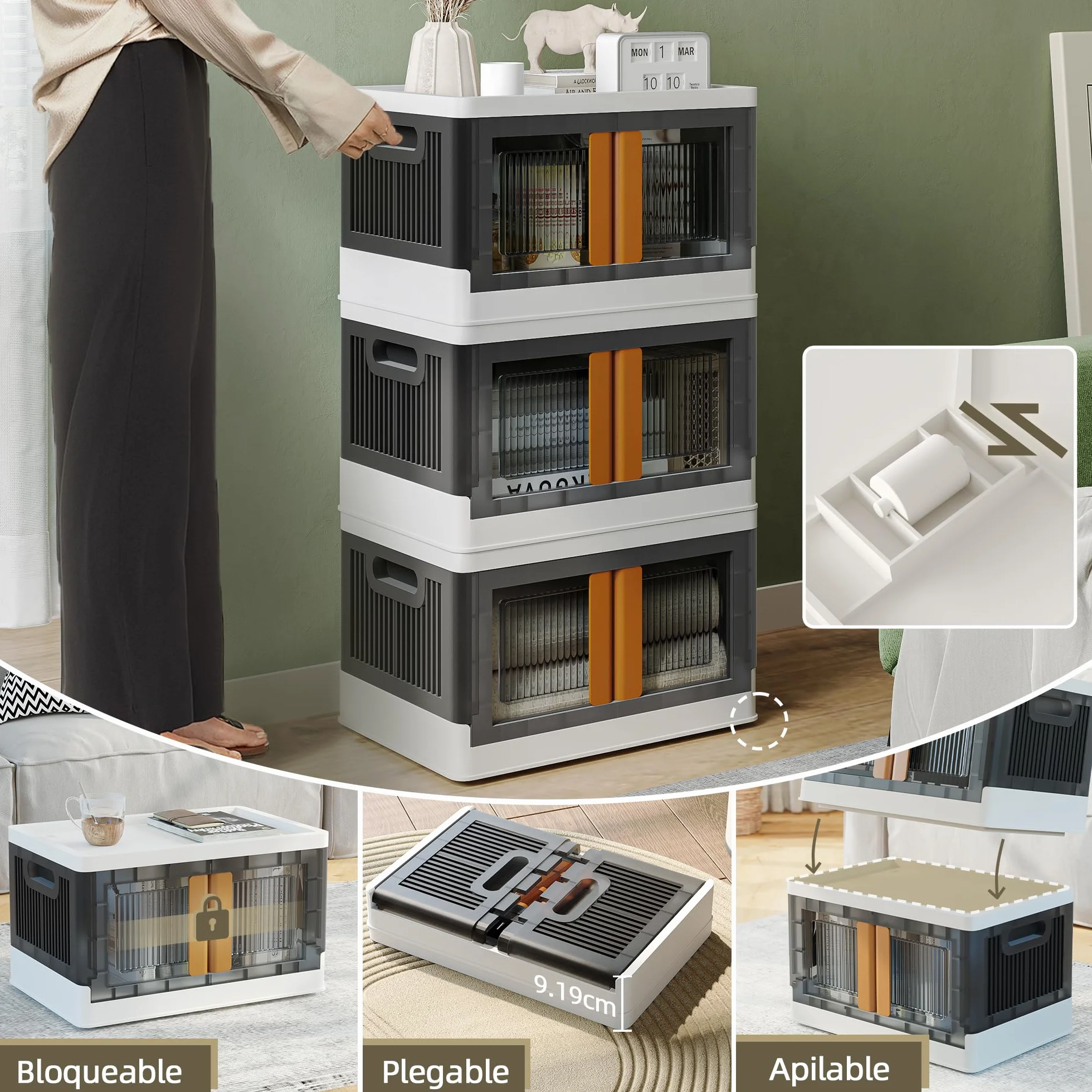 NETEL Cajas Almacenaje Plastico Grandes,4x 94L Storage Box,Caixas Arrumação Plastico,Transparente Cajas de Almacenamiento Apilables con Tapas y Ruedas, Caja de Plástico Duro y Grueso