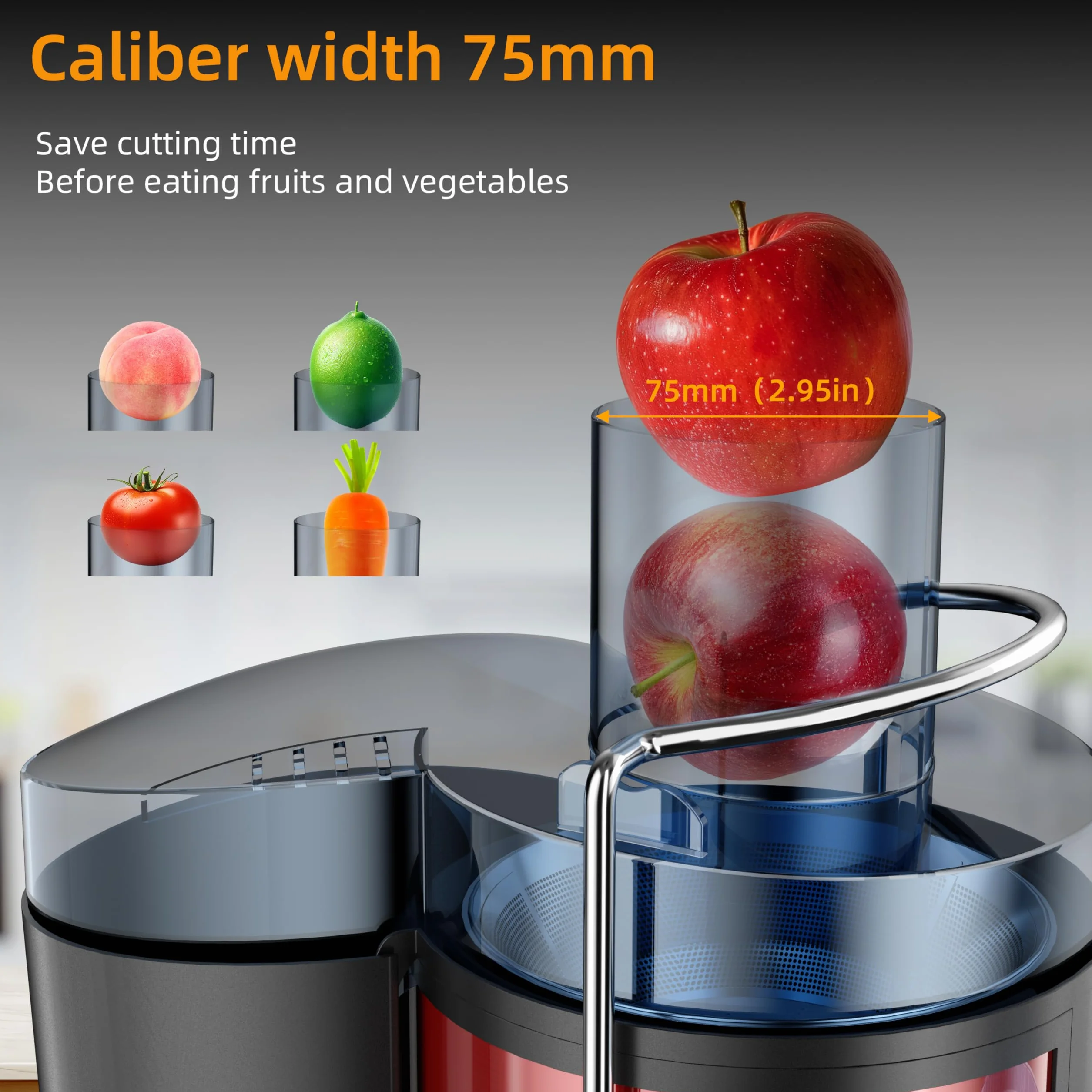 Licuadora 800W Acero Inoxidable 75mm 3 Velocidades Extractor Frutas Verduras
