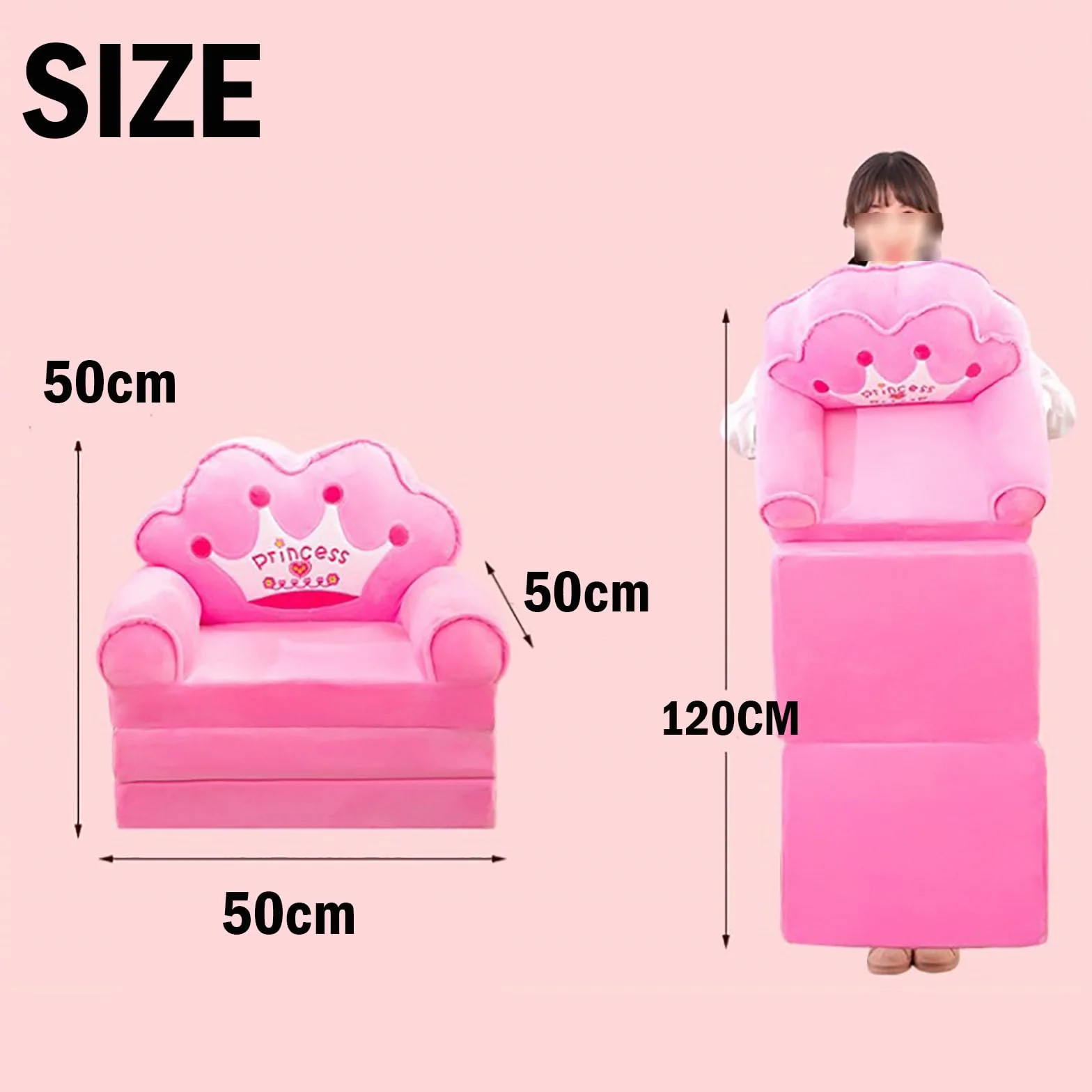 YUDIZWS Sofá Plegable para niños de Dibujos Animados, sofá para niños Plegable Forma de Felpa para niños Sofá Respaldo Sillón Cama tapizado 2 en 1 Asiento de sofá Abierto para bebés Bebés Niñas,I
