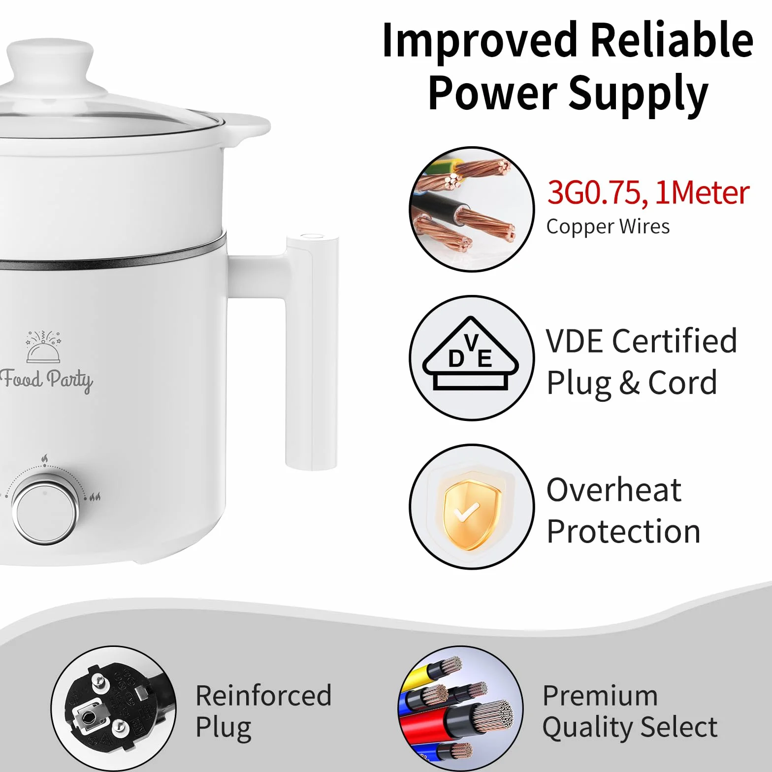Olla Eléctrica para Cocinar Hot Pot 1.8L 220V Vaporera Eléctrica Shabu Shabu