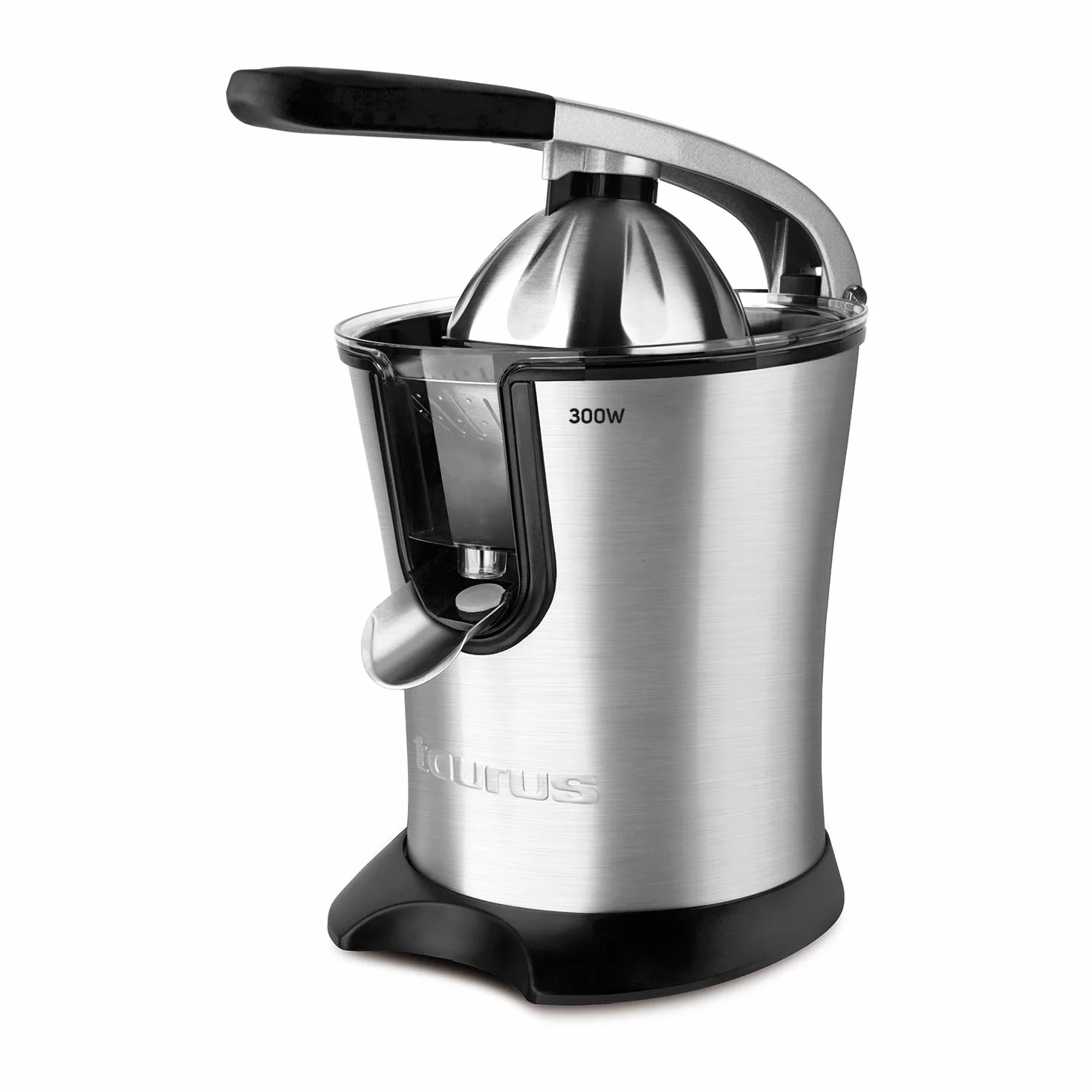 Taurus – Exprimidor Naranjas Citrus Legend 300W Acero INOX | Vertido Continuo con Palanca + Deposito 650mL - Doble sistema| Desmontable Fácil Limpieza | Regulador Pulpa Electrico | Antigoteo | Sin BPA