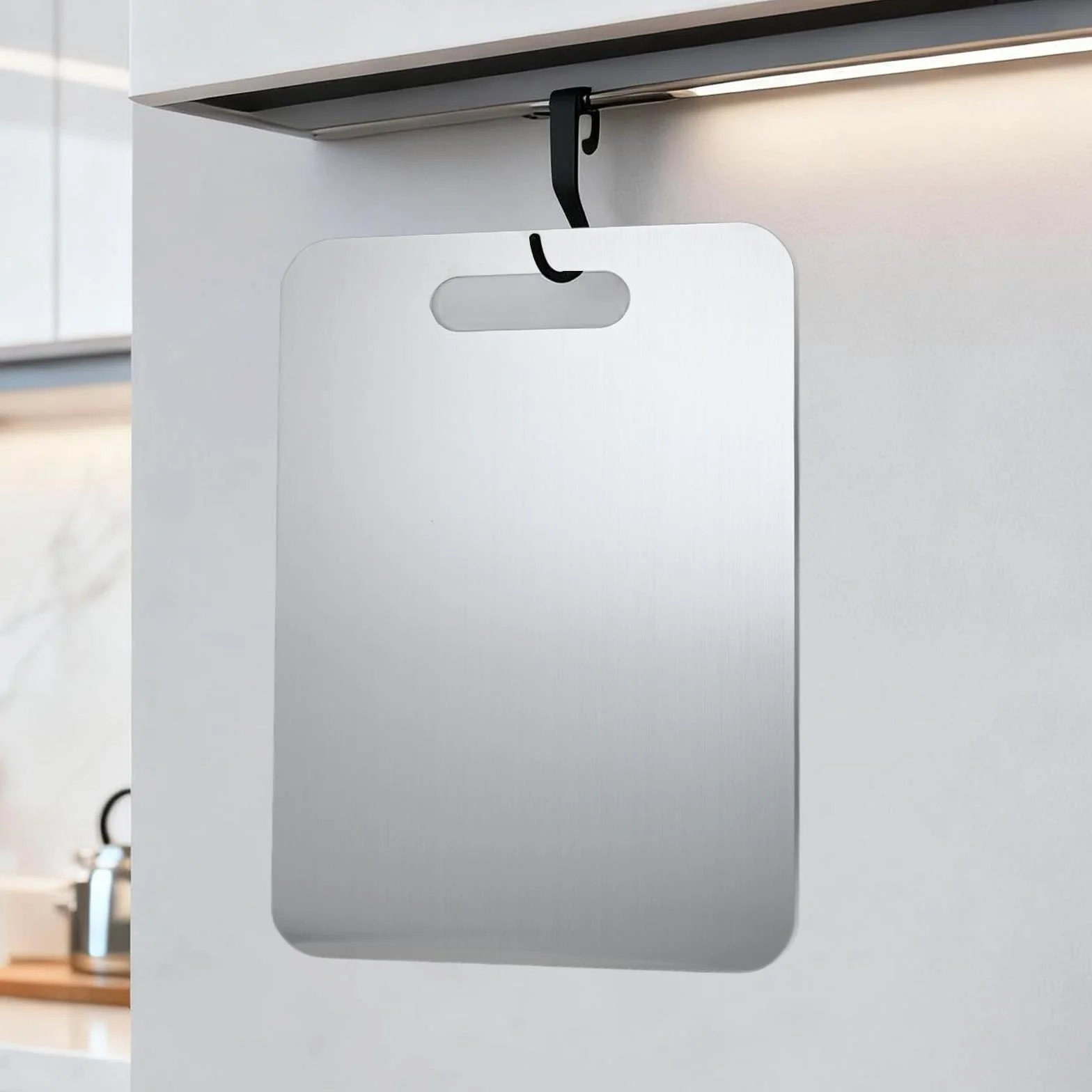 Tabla de Cortar de Acero Inoxidable Grado Alimenticio Doble Cara Titanio para Cocina Multifunción