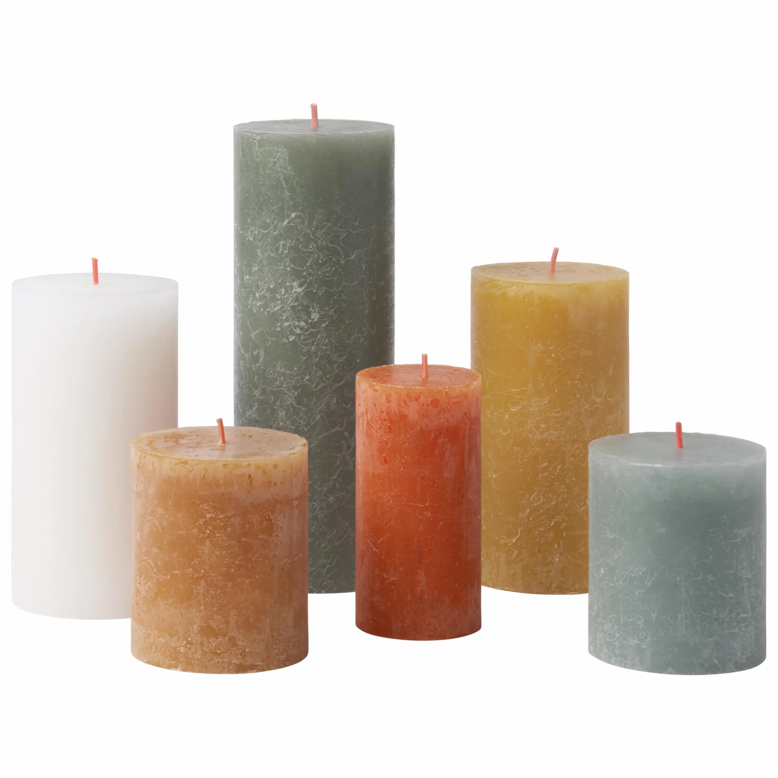 Bolsius Juego de 6 velas rústicas de pilar Retro decorativas para el hogar sin perfume cera vegetal natural