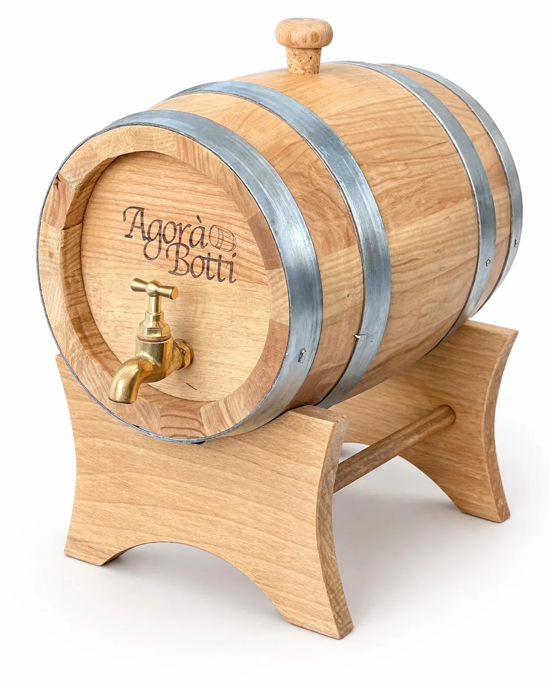Barril de madera de castaño de 2 litros con grifo de latón