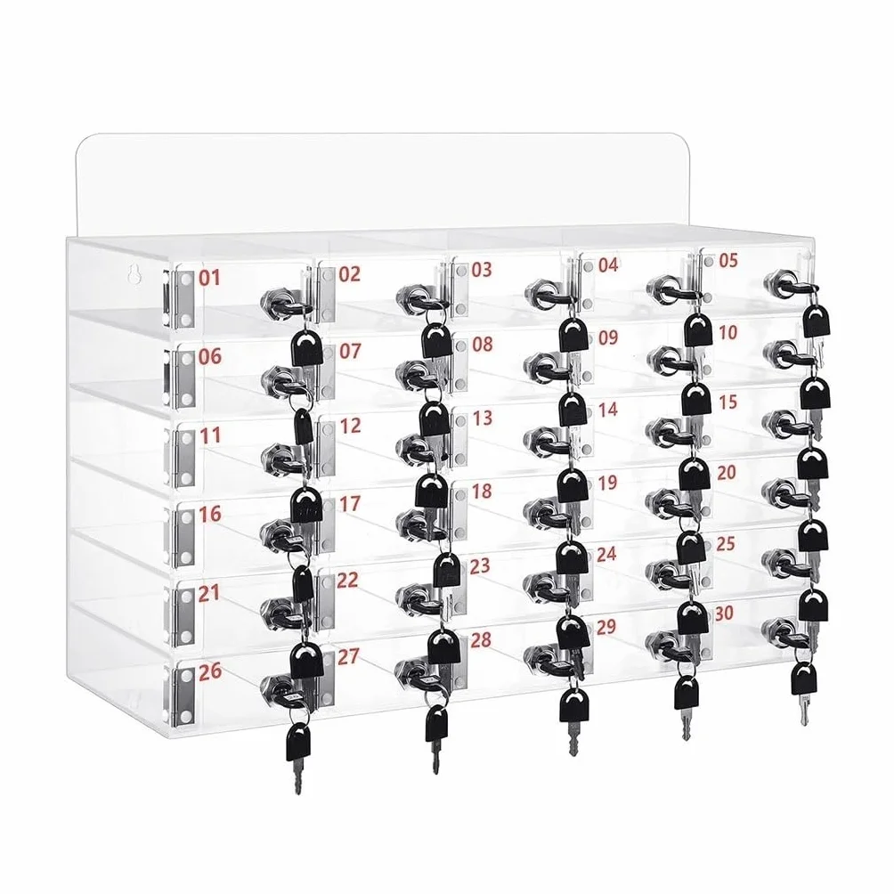 SDdPulse Caja transparente para teléfono celular con cerradura, 40 ranuras para estudiantes, uso en el aula, oficina y gimnasio, Secure le Stora para exámenes y lugares de trabajo, transparente-30