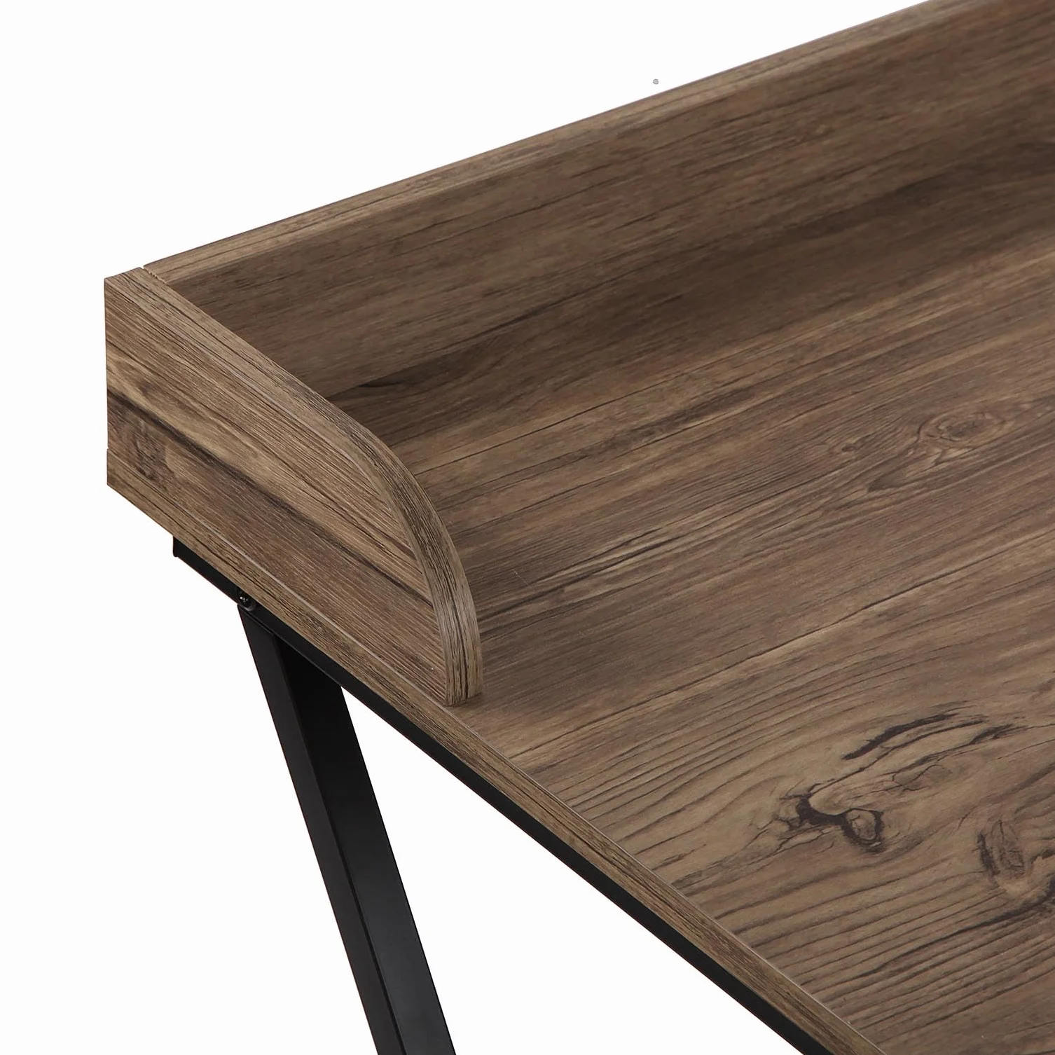 Versa Escritorio, Estilo Moderno Industrial, 79x90x50 cm, Madera MDF y Metal, Marrón y Negro