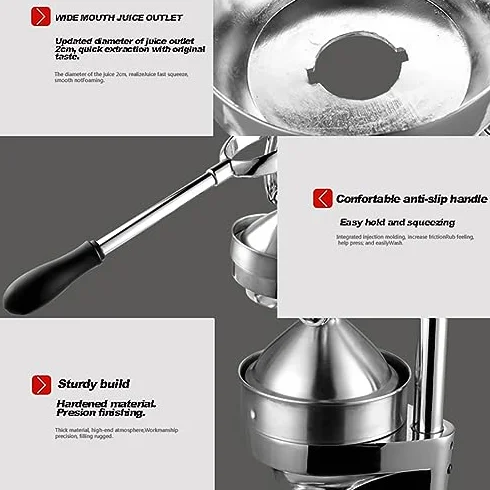 Exprimidor manual de cítricos, exprimidor profesional de acero inoxidable para extracción de jugo fresco en casa o cocinas comerciales