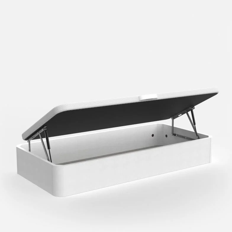 Canapé Abatible De Madera Eco - Gran Capacidad - Apertura Lateral - Cajón De Madera - Subida Y Montaje Gratuitos - CAJÓN - Blanco - Tapa 3D Blanco, 105 x 200 cm.
