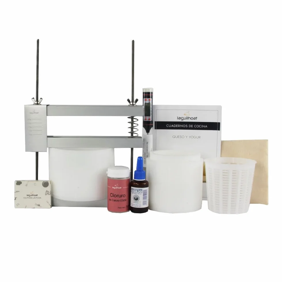 Cocinista Kit De Luxe para hacer queso y yogur en casa con prensa, moldes, fermentos y termómetro Kit completo para quesos frescos, prensados y curados, yogur, kéfir y cuajada