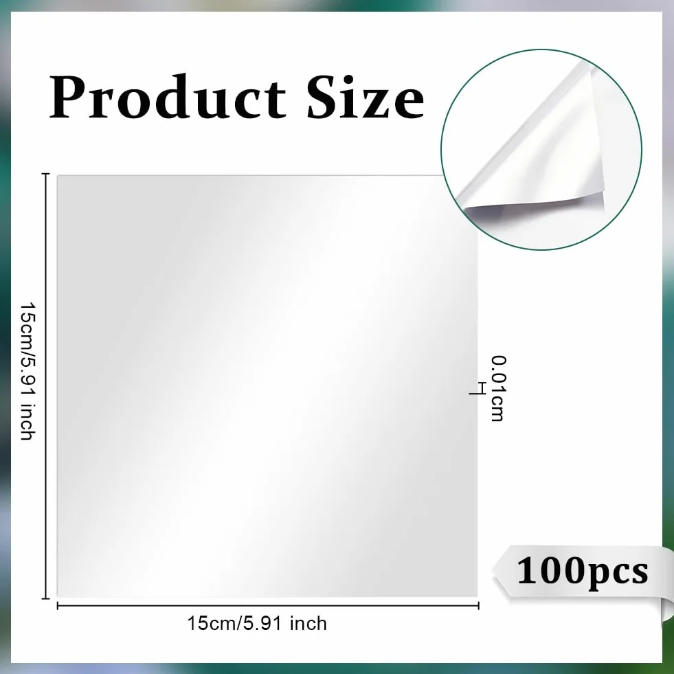 OLYCRAFT 100 hojas lámina de aluminio metal 15x15 cm 0,1 mm doble cara plateada para manualidades