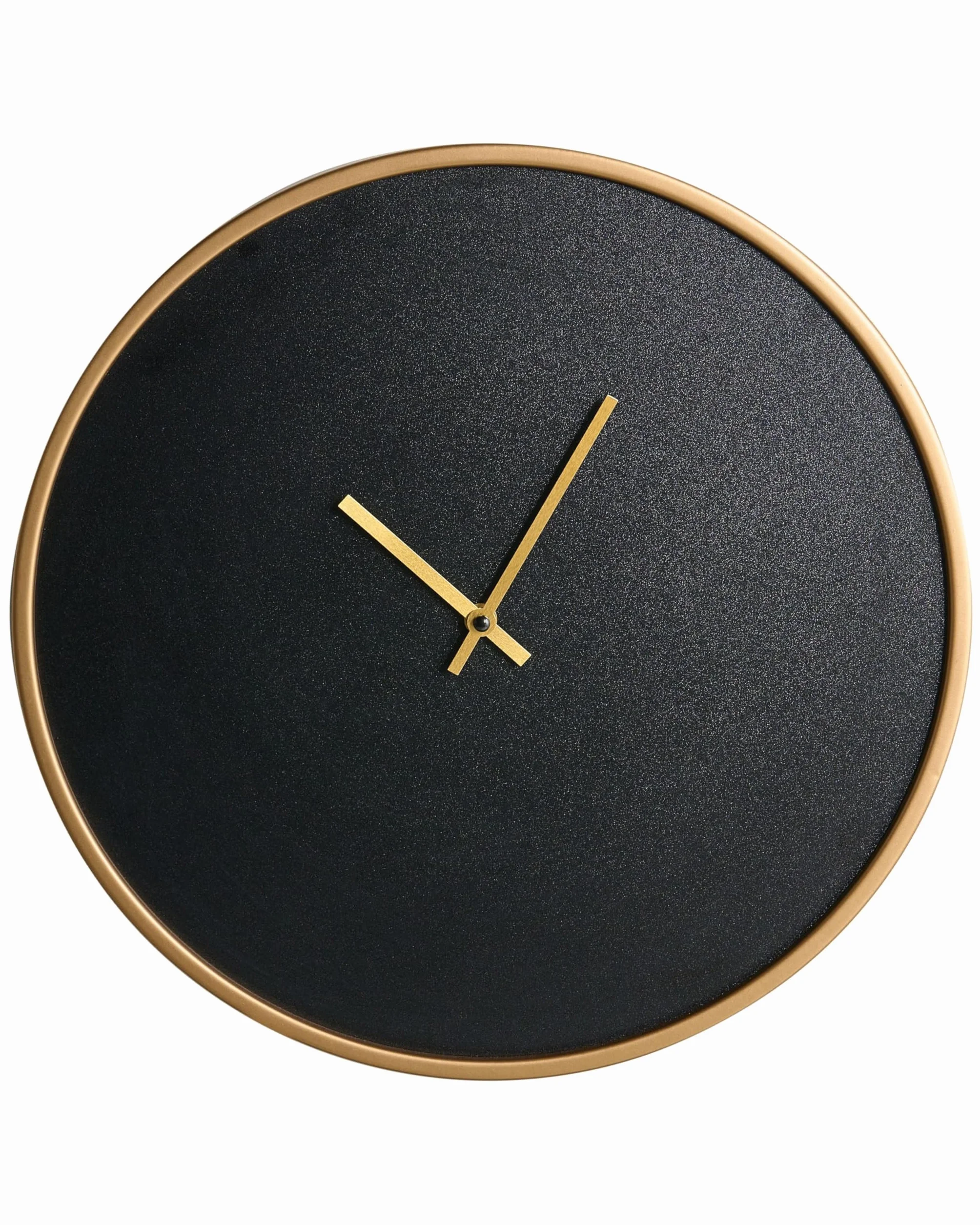 Beliani Reloj de Pared Moderno Industrial de Estilo Minimalista en Tono Dorado MDF Negro Mate Lucens