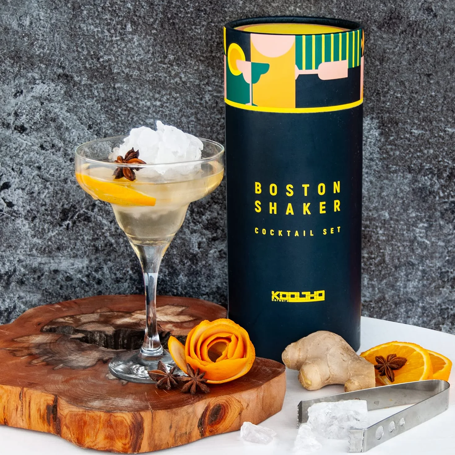 Coctelera Profesional Boston Shaker Set, Kit Cocteleria Boston Tin con Accesorios Cocktail Acero Inoxidable para Cóctel Mojito en Caja Personalizable, Regalo Hombre o Mujer Original