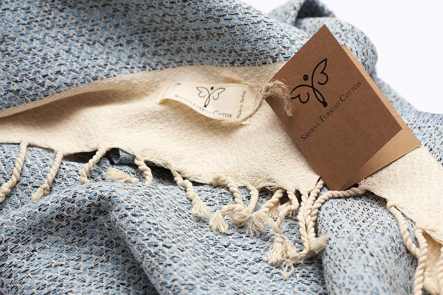 Toallas de baño SMYRNA TURKISH COTTON 100% algodón Natural 37 x 71 Pulgadas absorbentes secado rápido Azul Claro