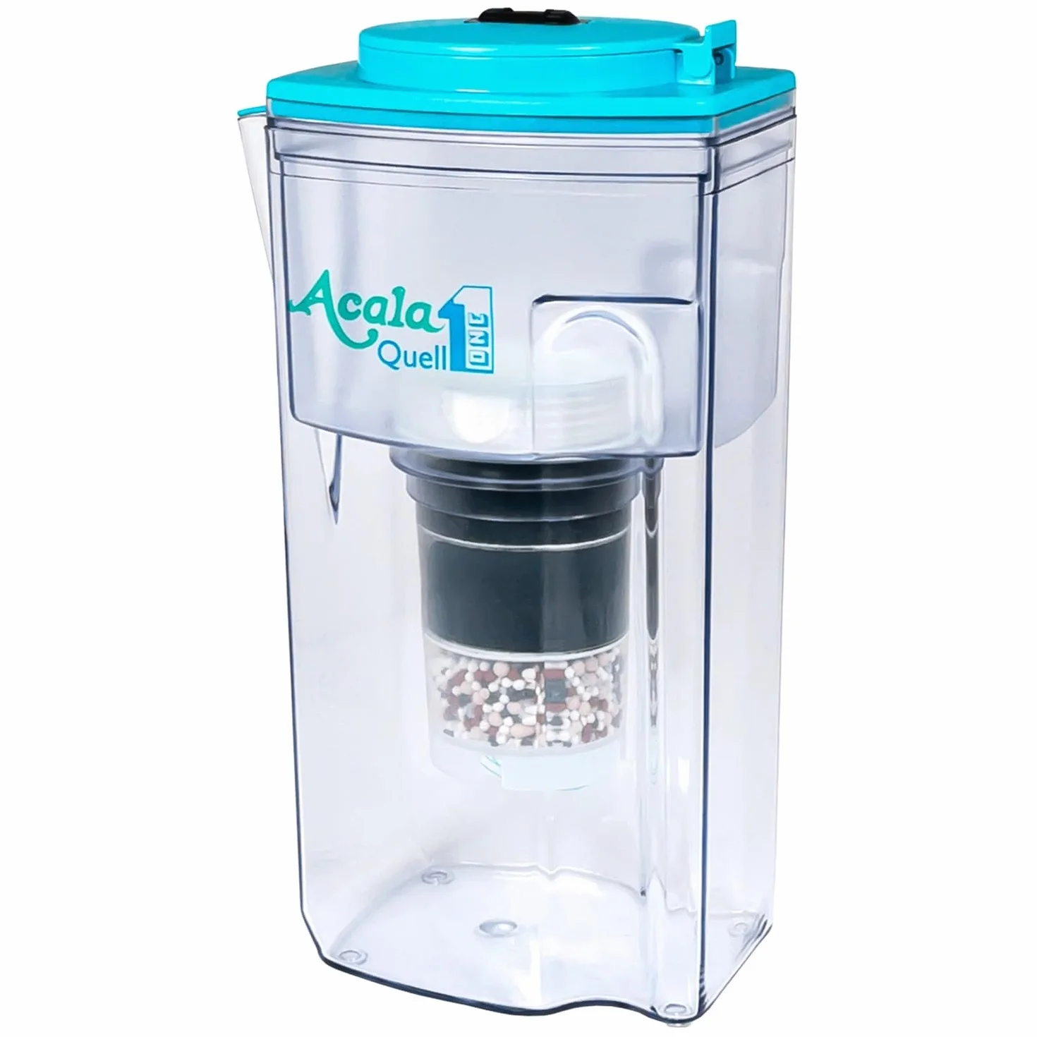 Filtro de agua AcalaQuell One | Jarra con filtro de agua | Azul Claro | La filtración más alto rendimiento | Cartucho de filtro de varias capas | Principios de la naturaleza | intensa investigación y desarrollo. Crea delicioso sabor y agua sana