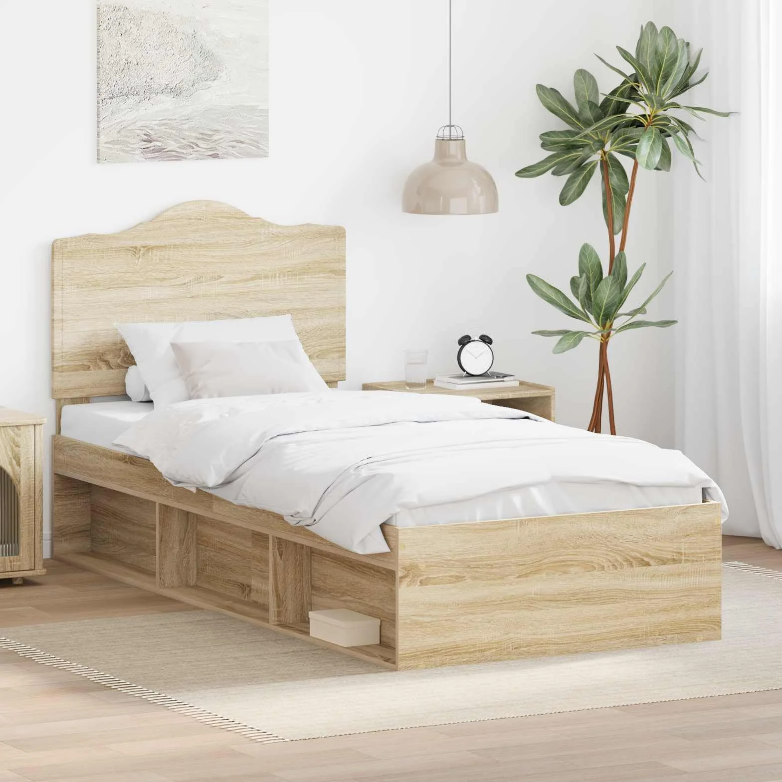 vidaXL Estructura de Cama con cabecera Roble Sonoma 75 x 190 cm