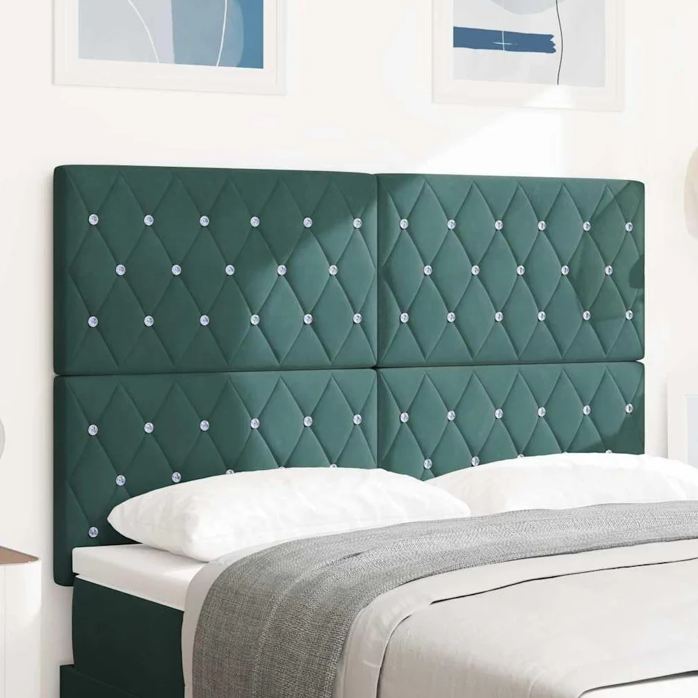 Cabecero de cama LED de 144 cm, color verde oscuro, RGB, altura regulable, 118/128 cm, madera maciza de pino tapizado, panel de pared para jóvenes y adultos