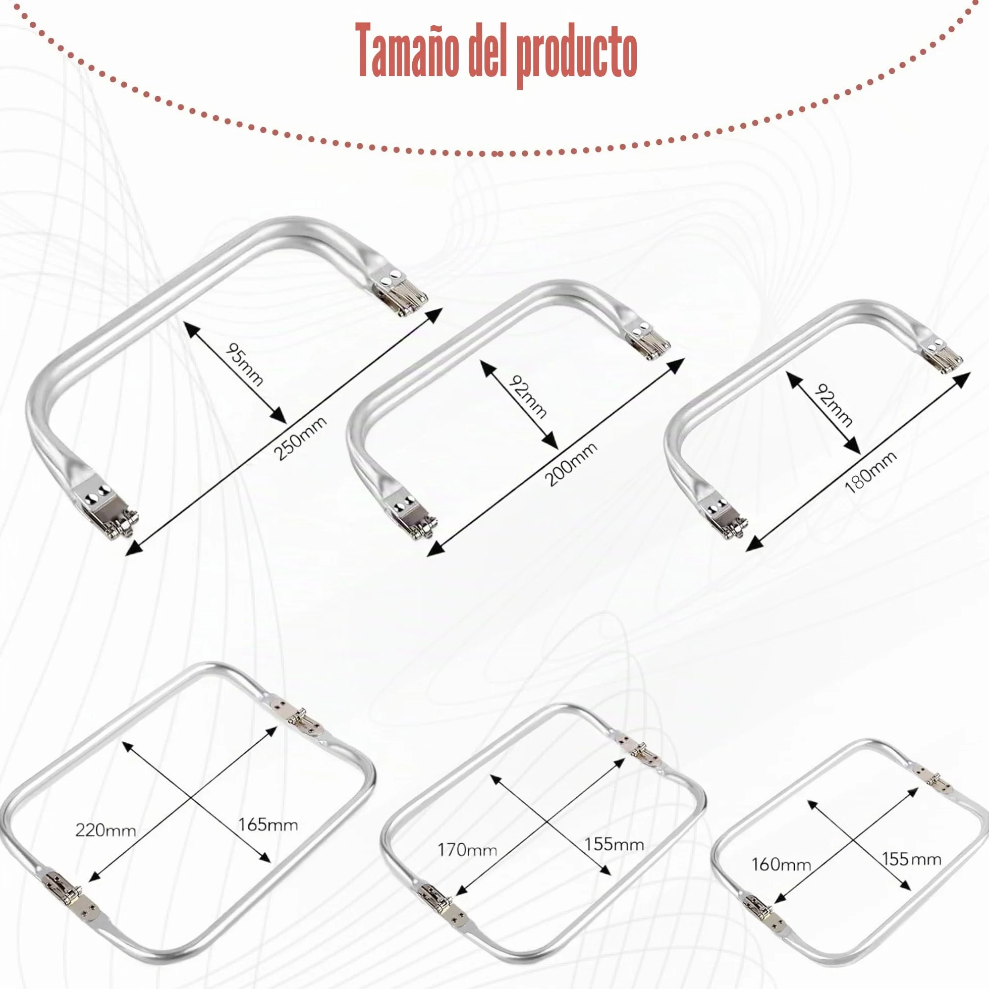 Cierres Ocultos de Cartera 25cm x 9,5cm 22cm 18cm x 9,2cm Aluminio Repuesto Bolsa Bricolaje