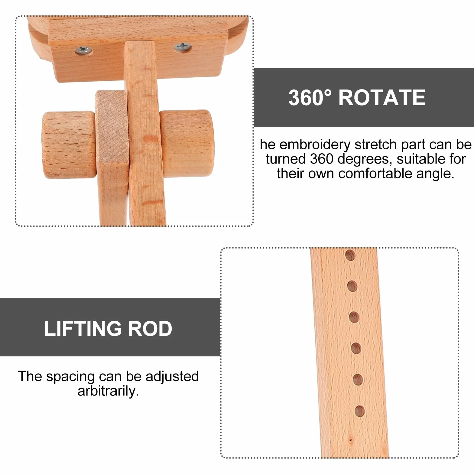 SOESFOUFU Soporte de Bordado de Madera Ensamblaje Simple y Rotación 360 Grados para Bastidores de Bordado DIY en Mesa
