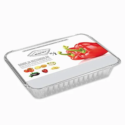 Horeca Collection Bandeja o Molde de Aluminio con Tapa Rectangular Ideal para Tartas, bizcochos o Pasteles y Comidas para Llevar - tamaño 21,9x15,8x3,8cm - 96 Unidades