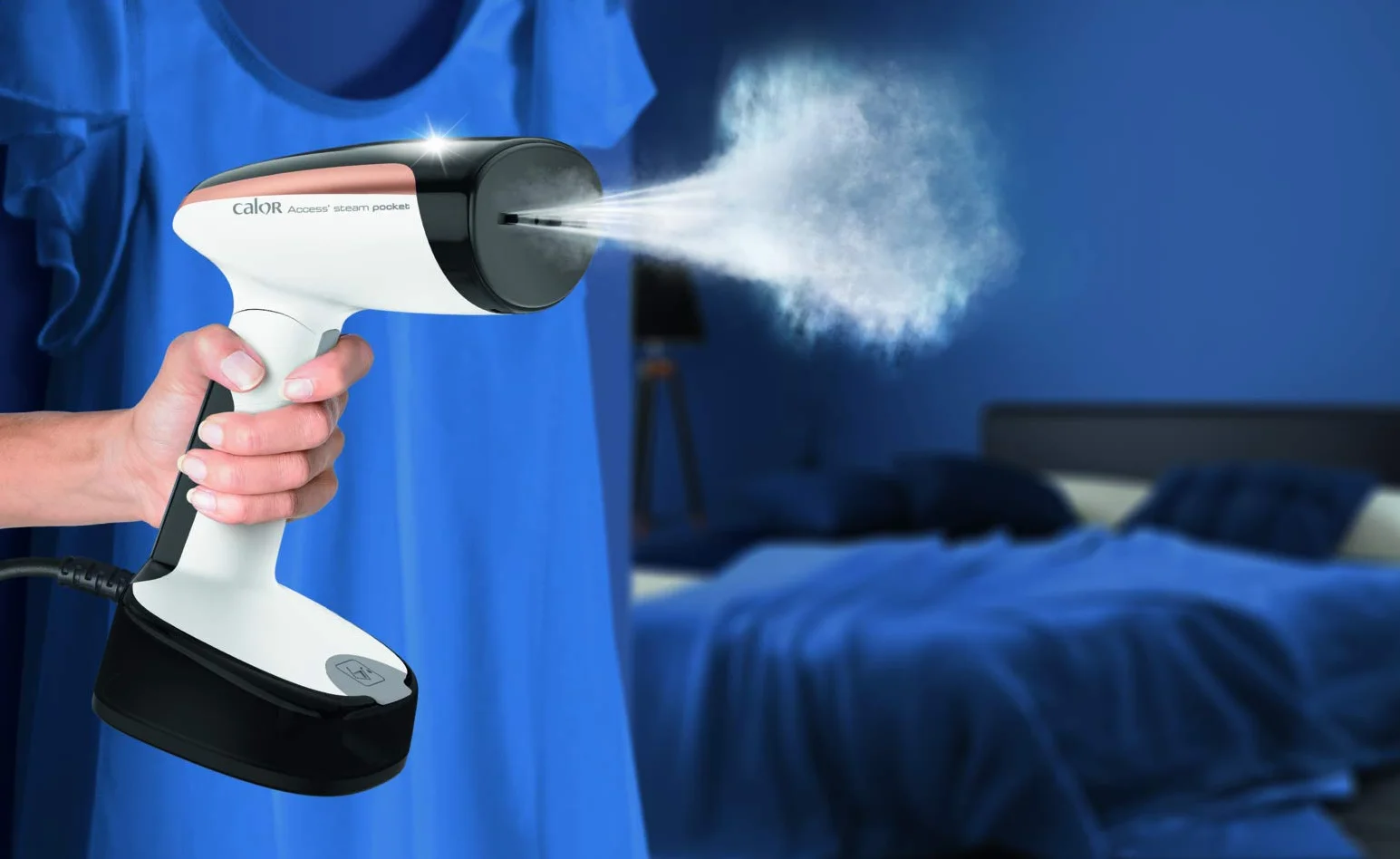Calor Access Steam Pocket - Plancha de vapor (diseño ultracompacto con cabezal plegable listo en 15 segundos, 1300 W, flujo de vapor continuo de 19 g/minuto, ligero
