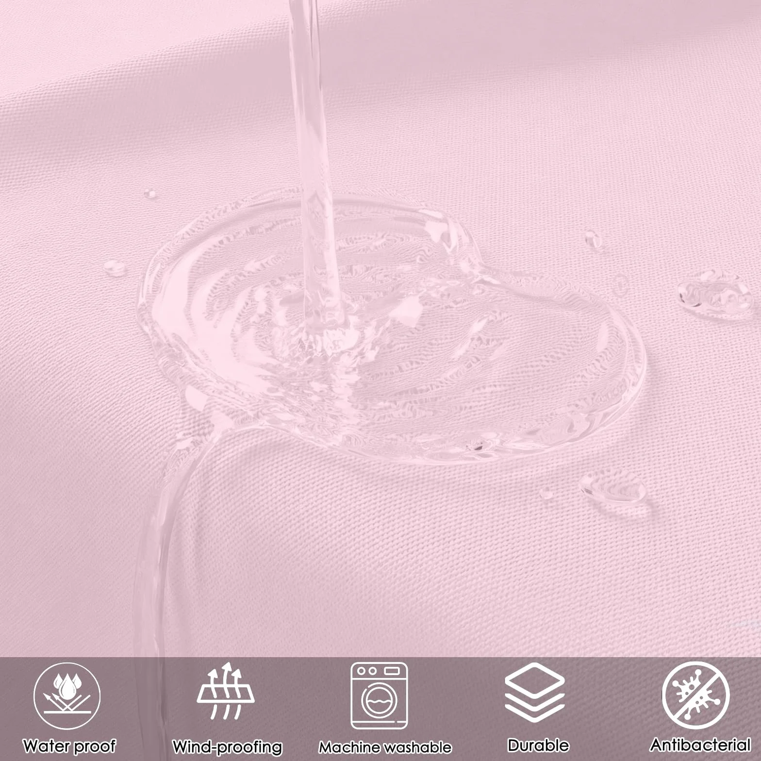 Cortina de Ducha de Tela 240 x 80 cm Cortina de Ducha Resistente Al Moho - Antimoho, Impermeable, Lavable, de Poliéster con Ojales y Anillos, para Baño, Bañera, Rosa