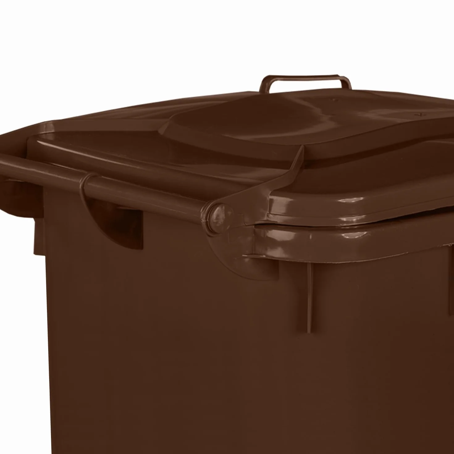 Jestic Cubo de basura 120 240 para basura basura con ruedas de goma silenciosas para recogida diferenciada, reciclaje interior exterior EN840 (240 Litros, Marrón)